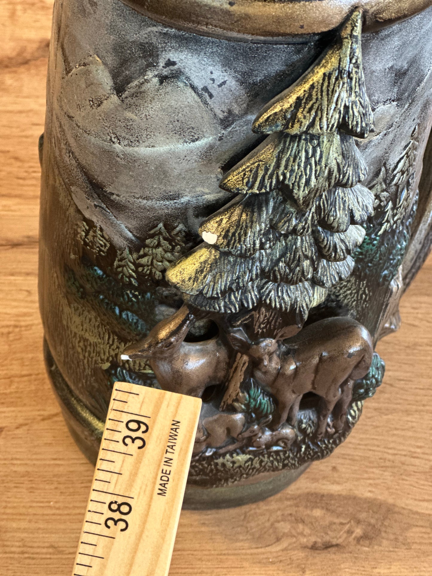 Vintage Large 3D Stein - Deer Scene with Removable Lid