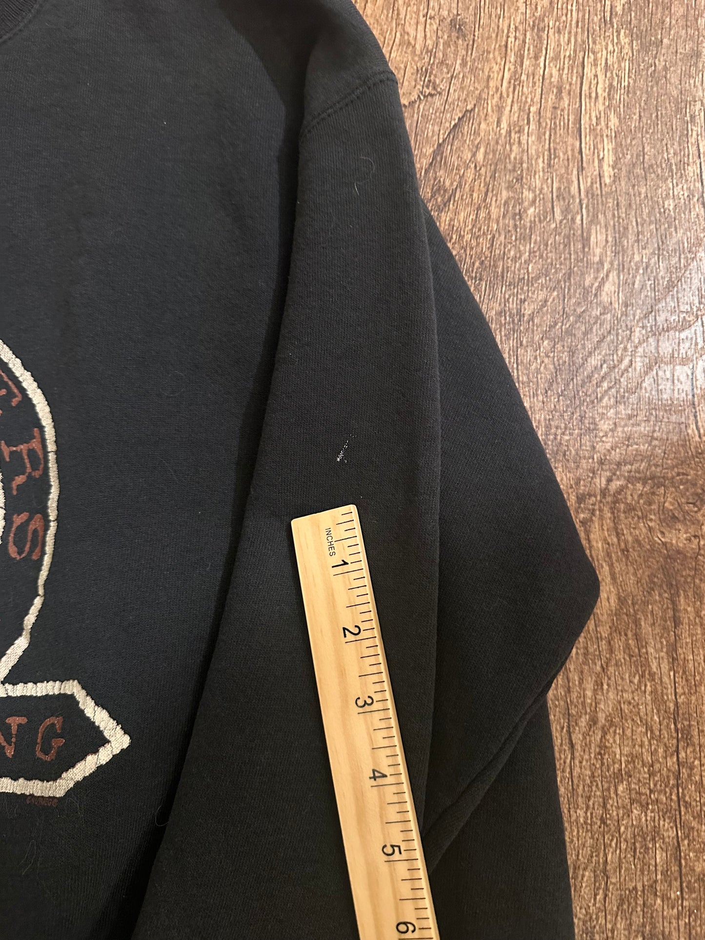 Vintage Nutmeg Crewneck (L) Nature Wild Rivers Embroidered Trout - Black