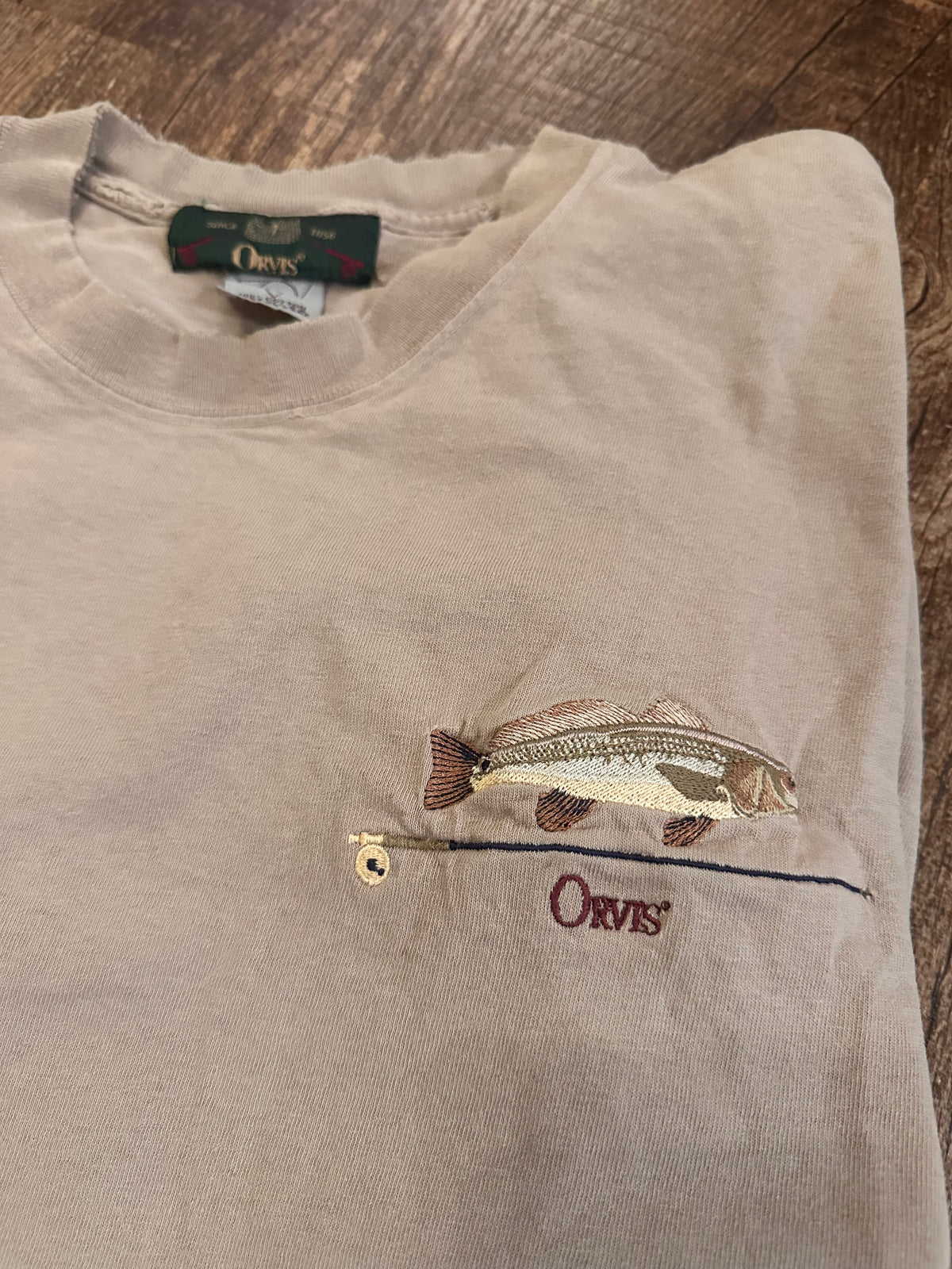 Vintage Orvis T (M) Embroidered Redfish and Rod Logo