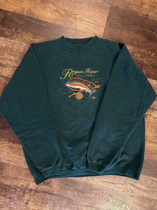 Vintage Headwaters Sweatshirt (XXL) Embroidered Rogue River Guide and Outfitters - Green