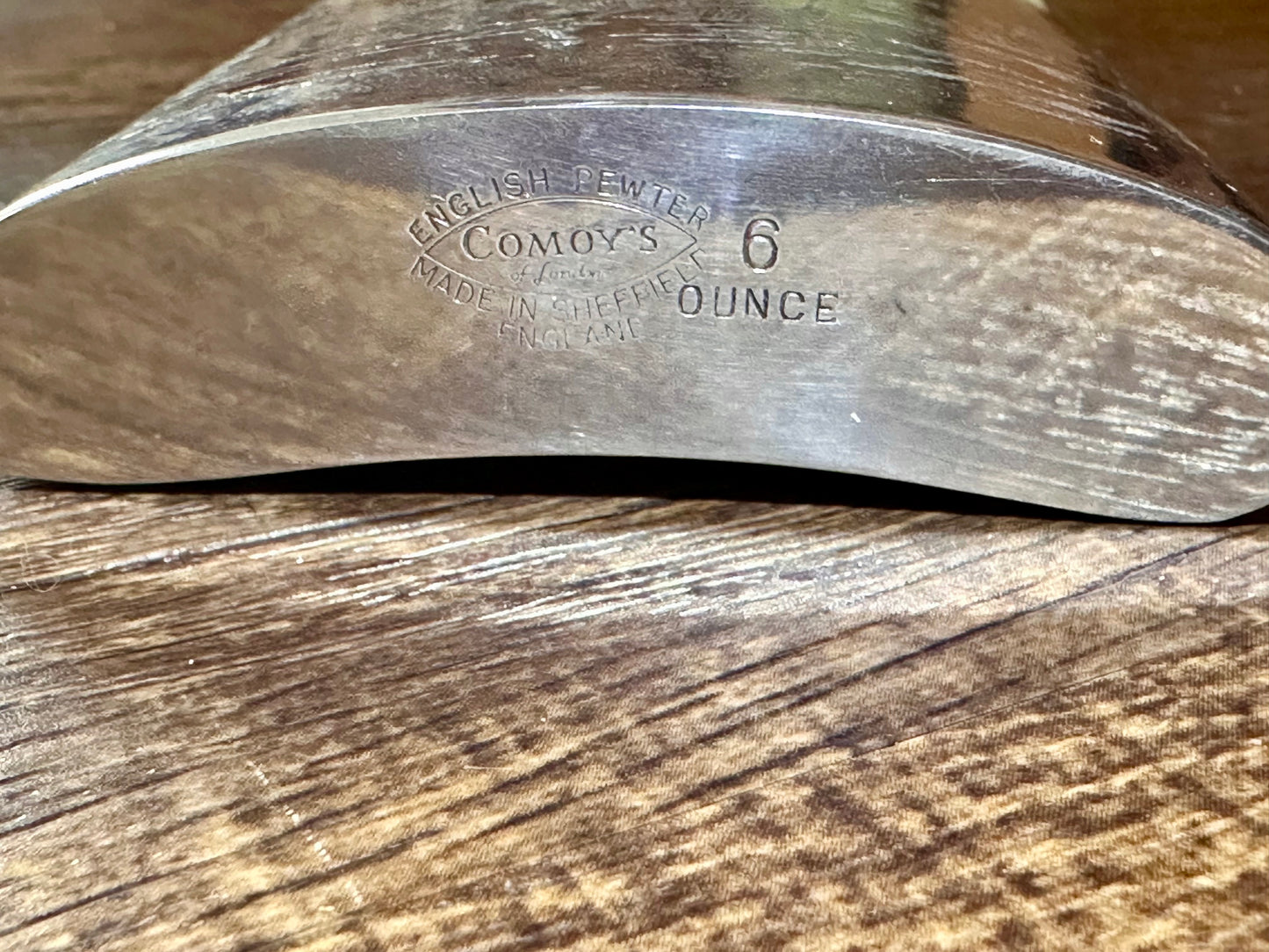 Vintage Comoy’s Pewter English Flask - Engraved Fly Fishing Scenes