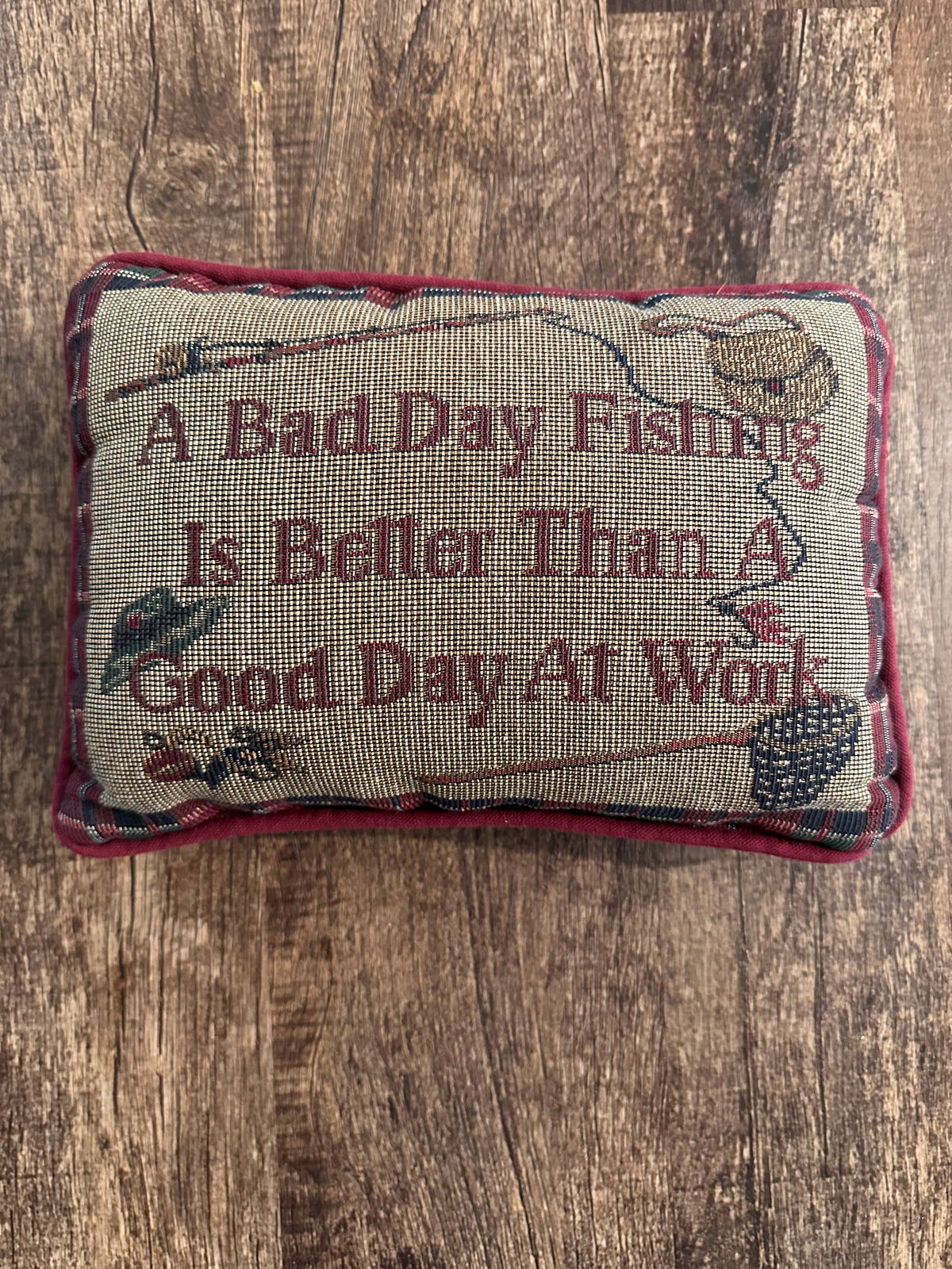 Vintage Bad Day of Fishing Pillow