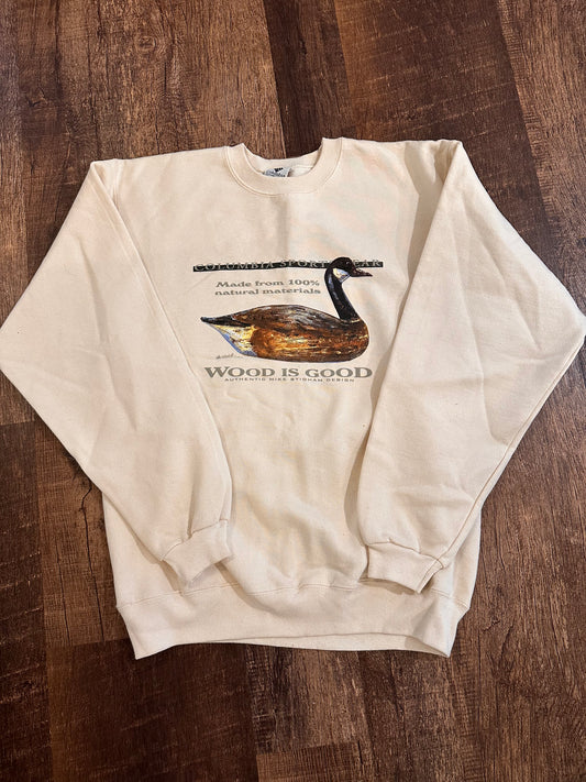 Vintage Columbia Crewneck (M) Decoy Graphic - Cream