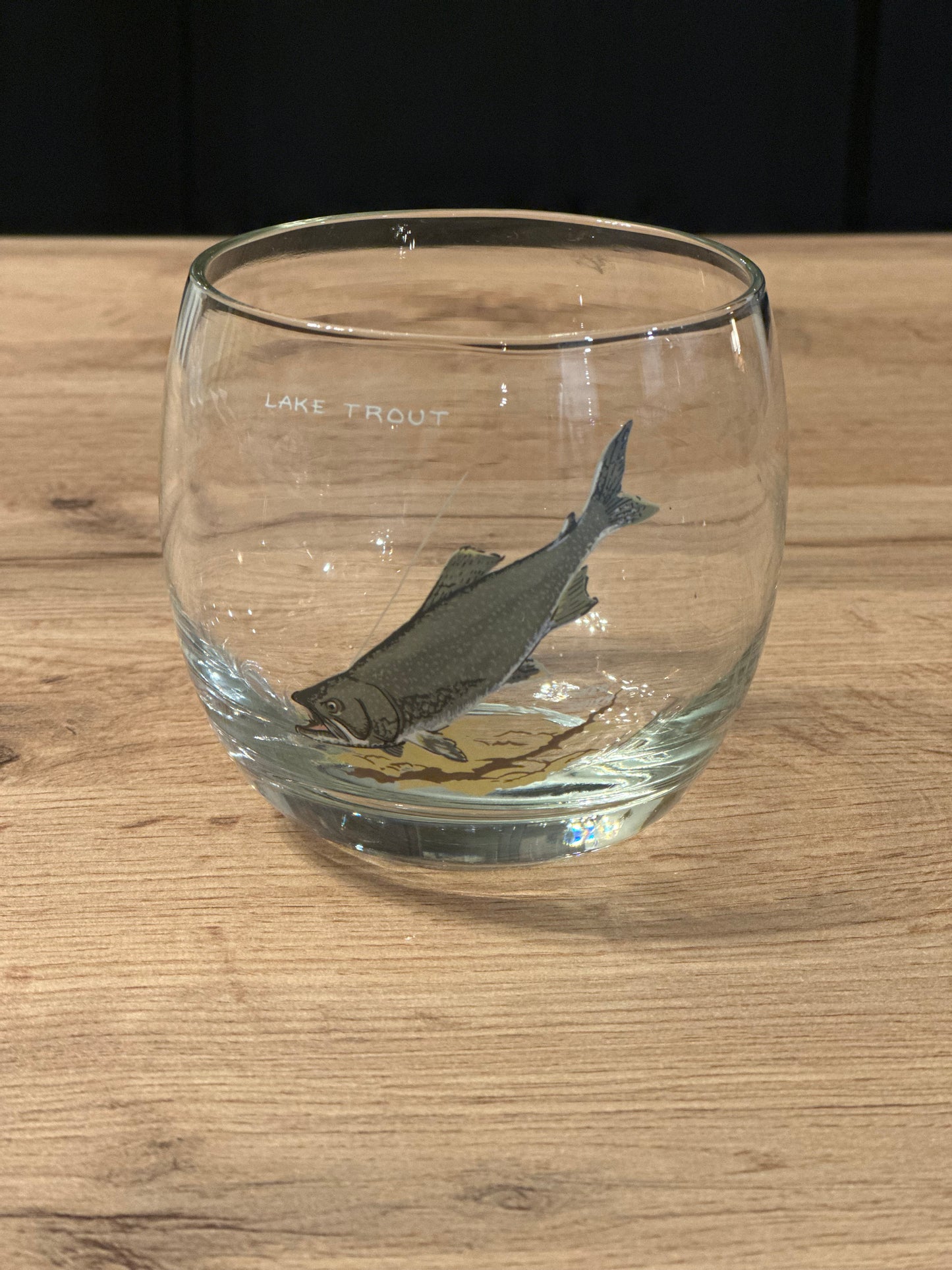 Vintage Ned Smith Trout Series Lowball Whiskey Glasses (Set of 7+1)