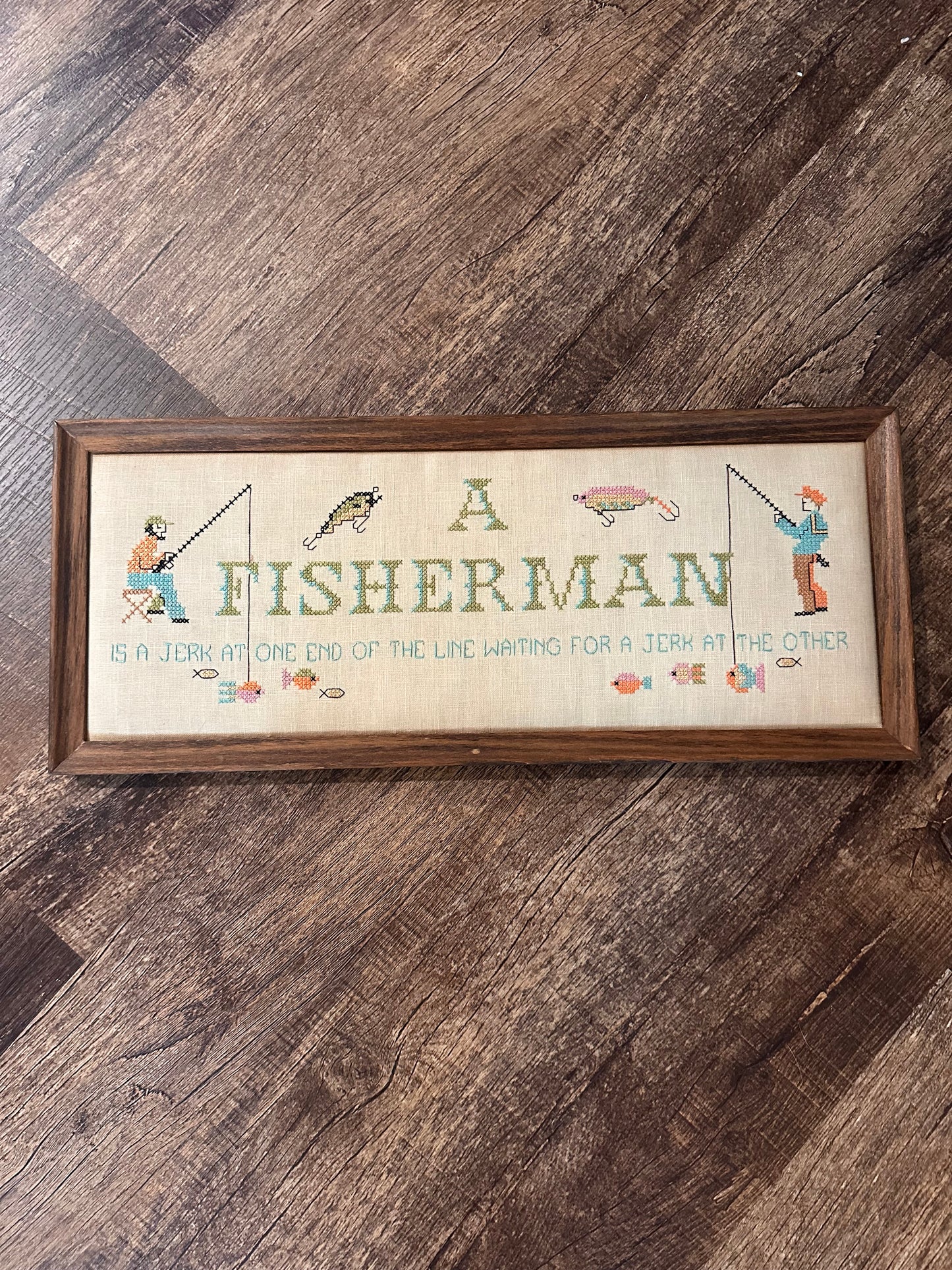 Fisherman Cross Stitch 20.5” x 8.5”
