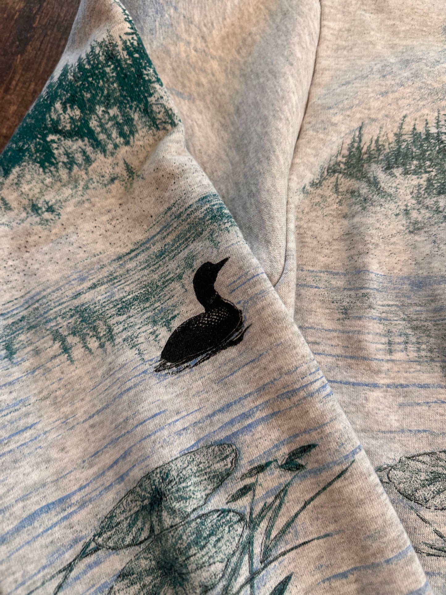 VTG Art Unlimited Collared Henley Sweatshirt (L) Wraparound Loons