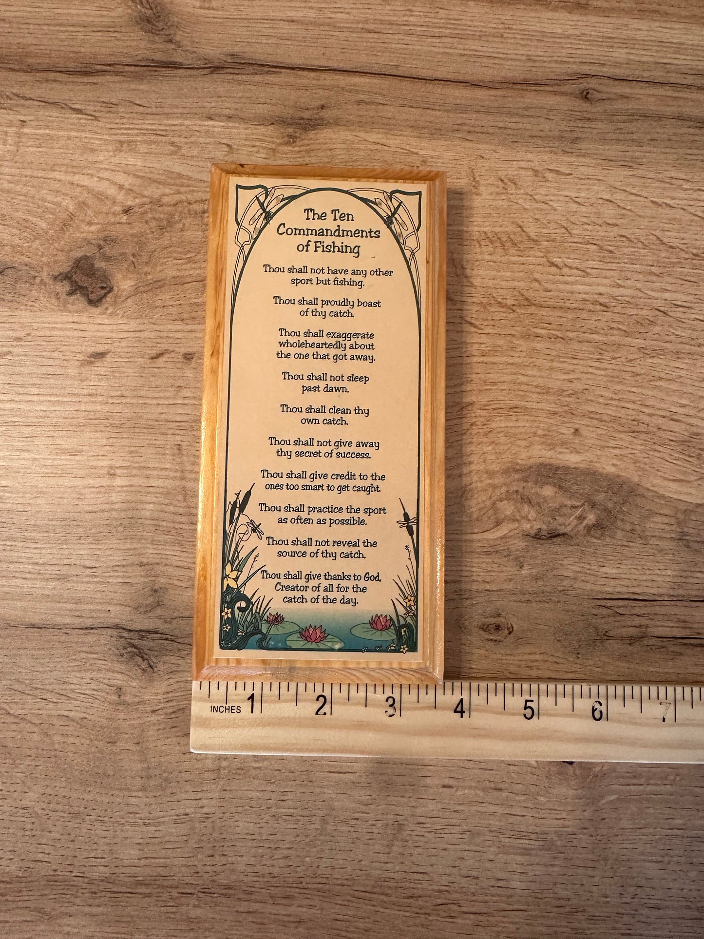Vintage Plaque Ten Commandments of Fishing
