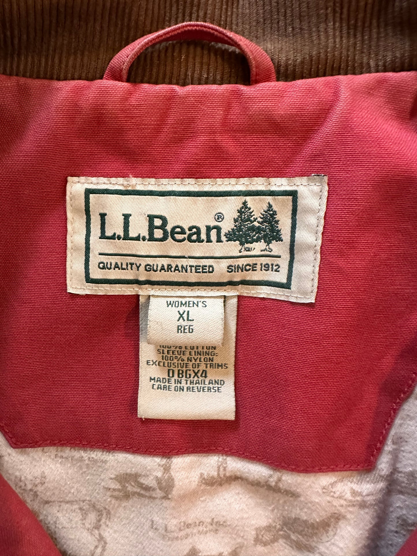 Vintage L.L. Bean Chore Coat (XL W) Fish Hunt Camp Lining - Red