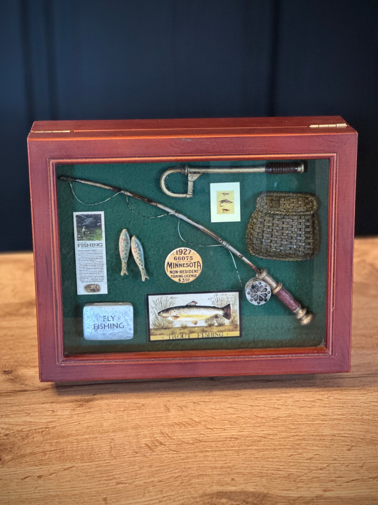 Vintage Fly Fishing Shadow Storage Box