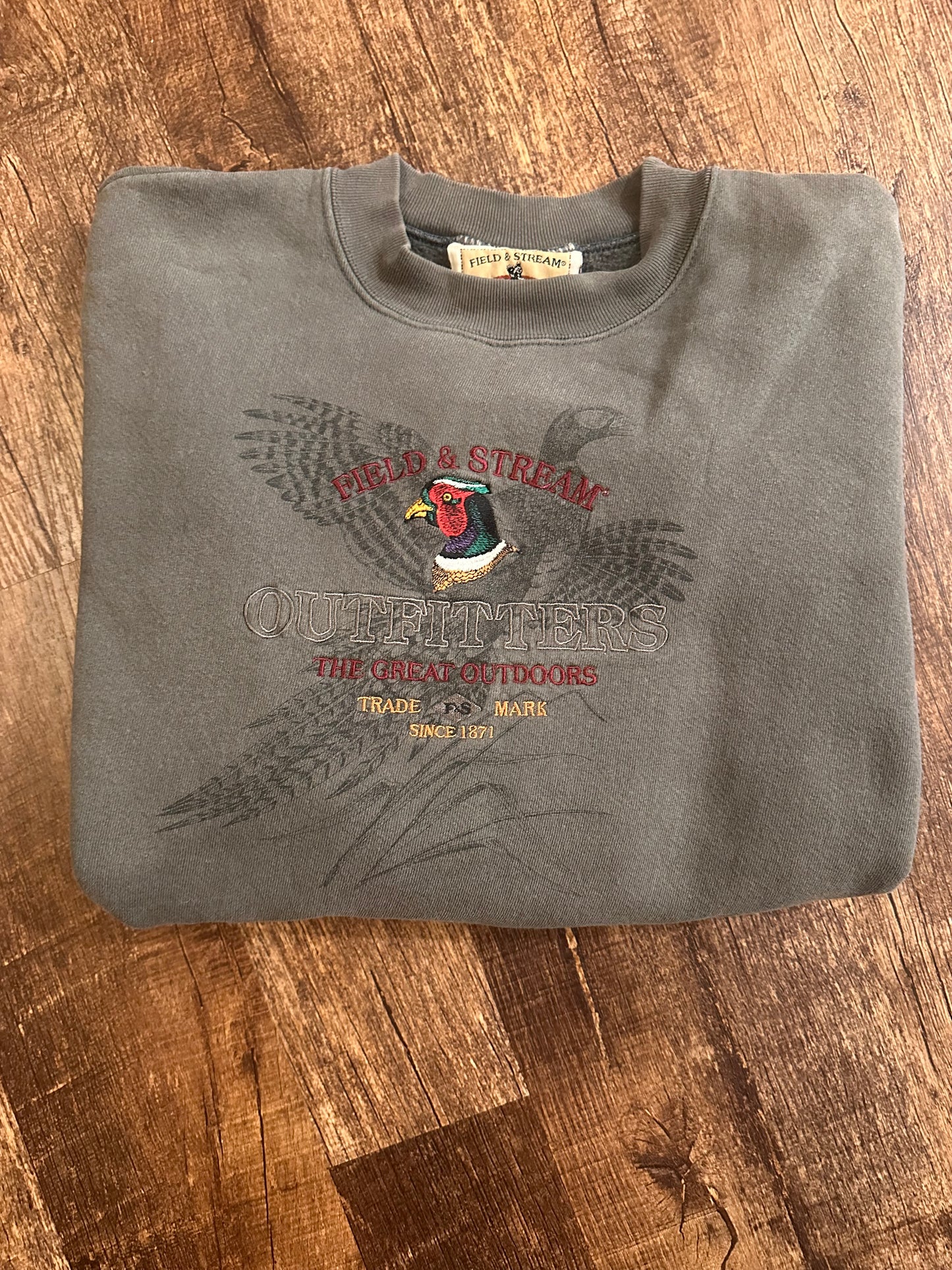 Vintage Field & Strean (XL) Embroidered Pheasant - Gray