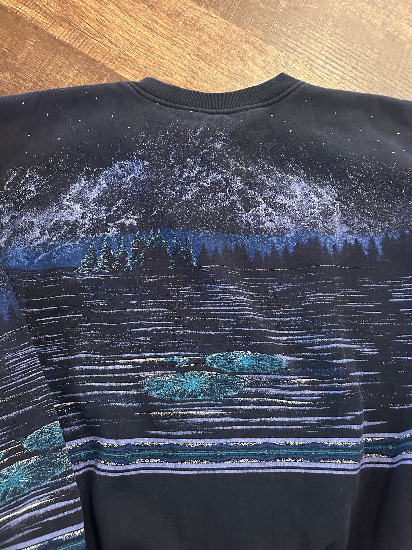 Vintage Art Unlimited Henley Crewneck (XXL) Loons at Night