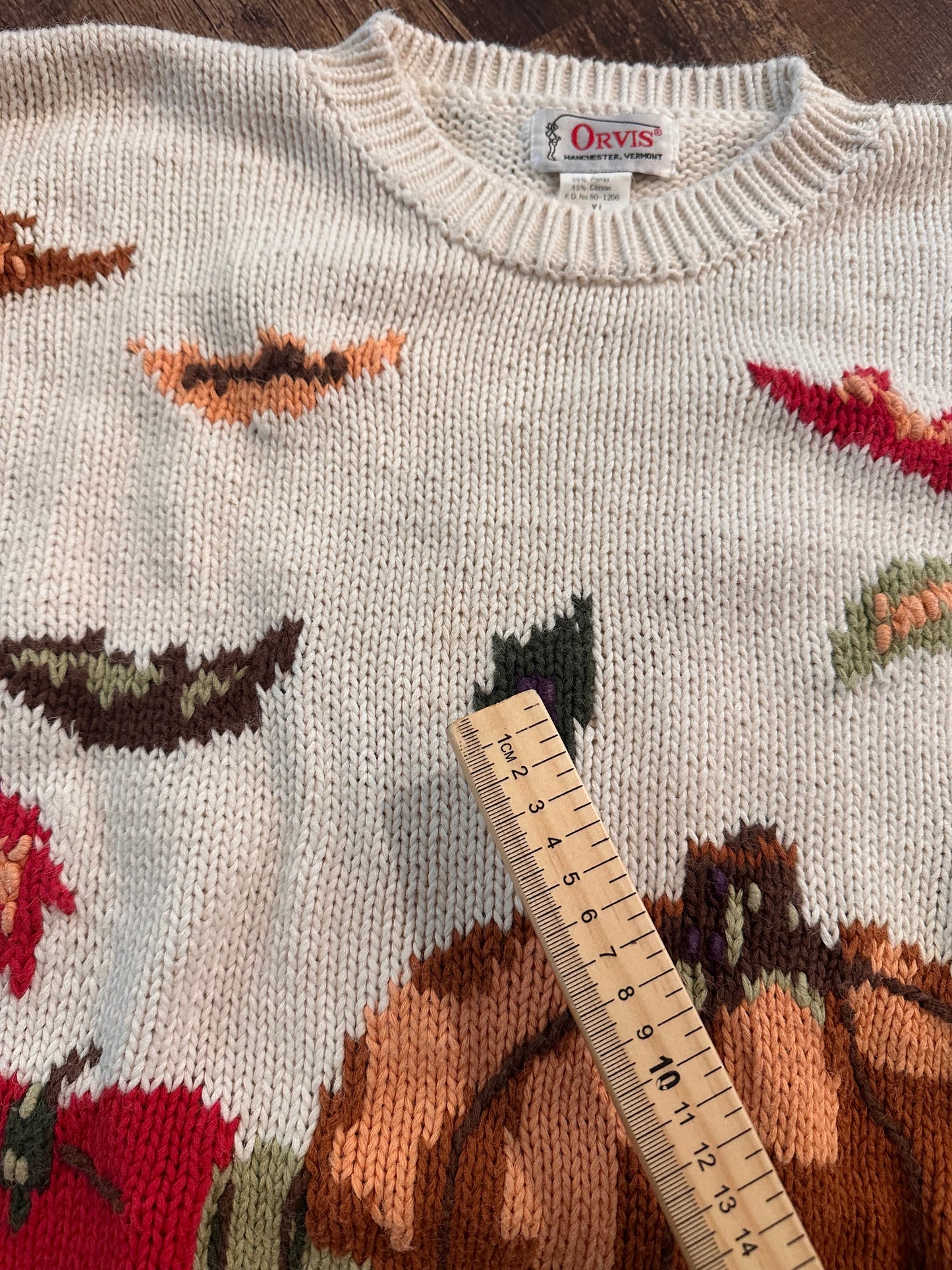Vintage Orvis Sweater (XL) Autumn Pumpkin Scene