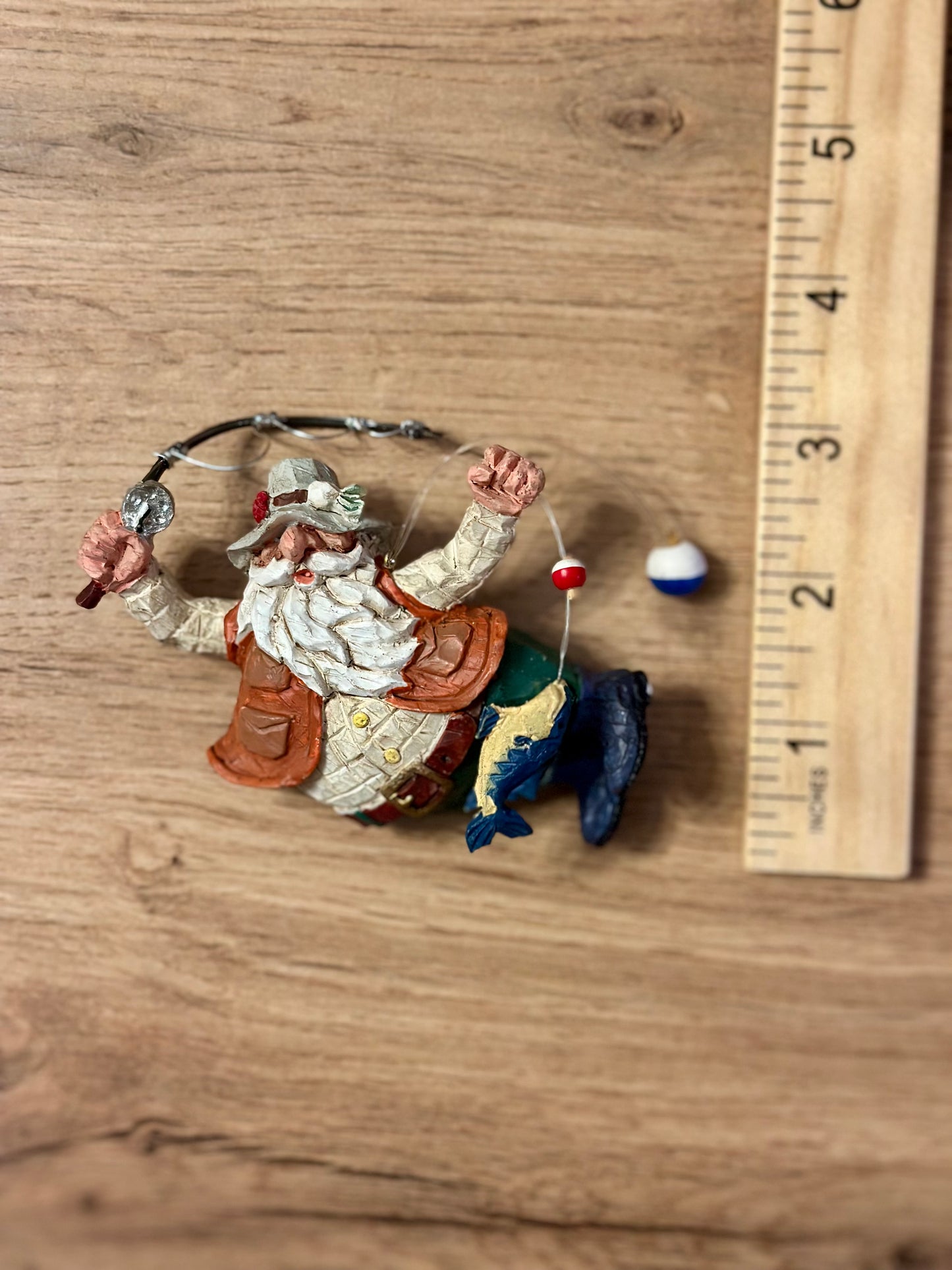 Santa Hanging from Fly Rod Ornament