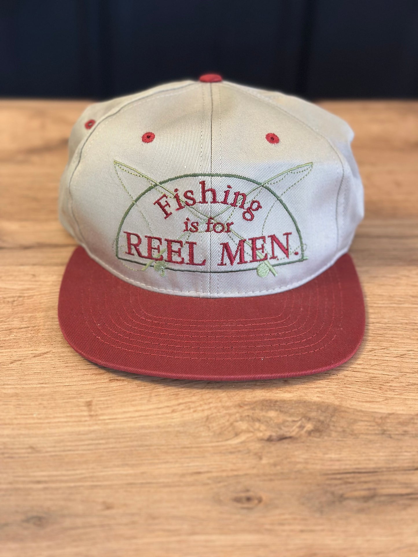 Vintage Shoebox SnapBack “Fishing is for Reel Men”