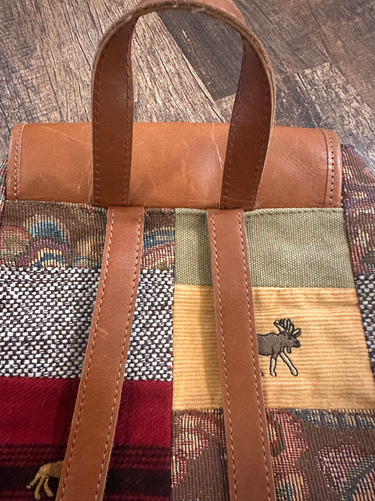Vintage L.L. Bean Leather Patchwork Mini Backpack