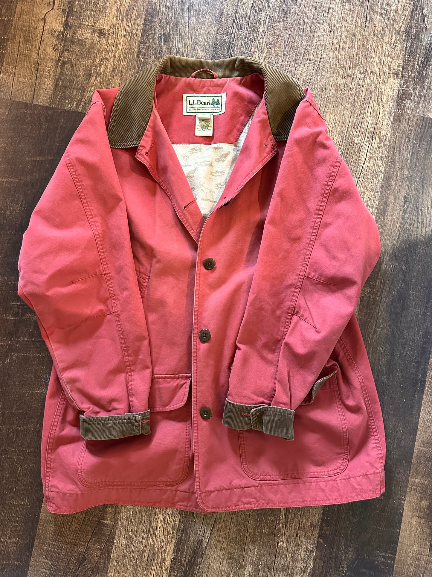 Vintage L.L. Bean Chore Coat (XL W) Fish Hunt Camp Lining - Red