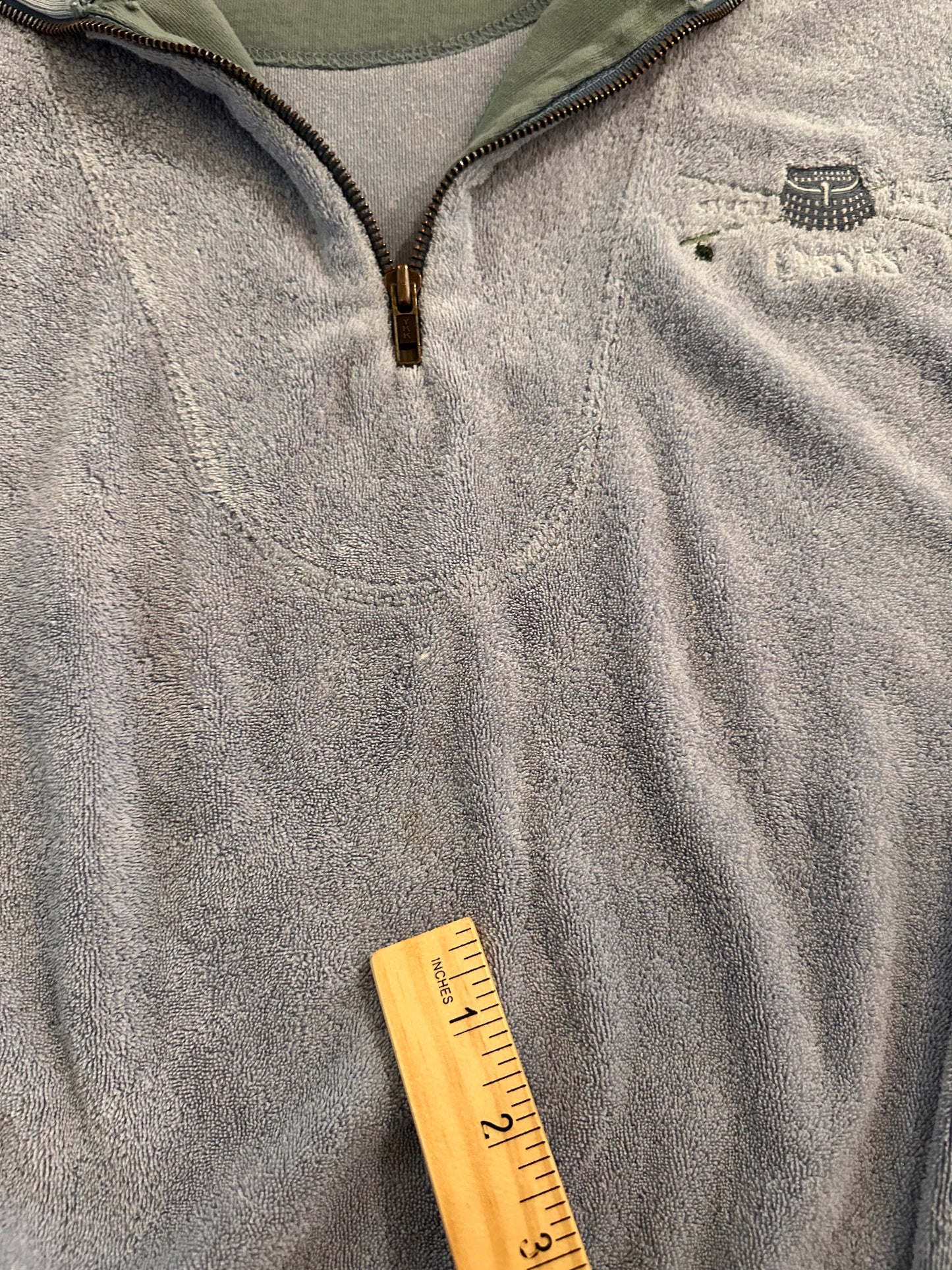 Vintage Orvis 1/4 Zip (XXL) Terry Cloth Embroidered Creel Rods Logo - Periwinkle