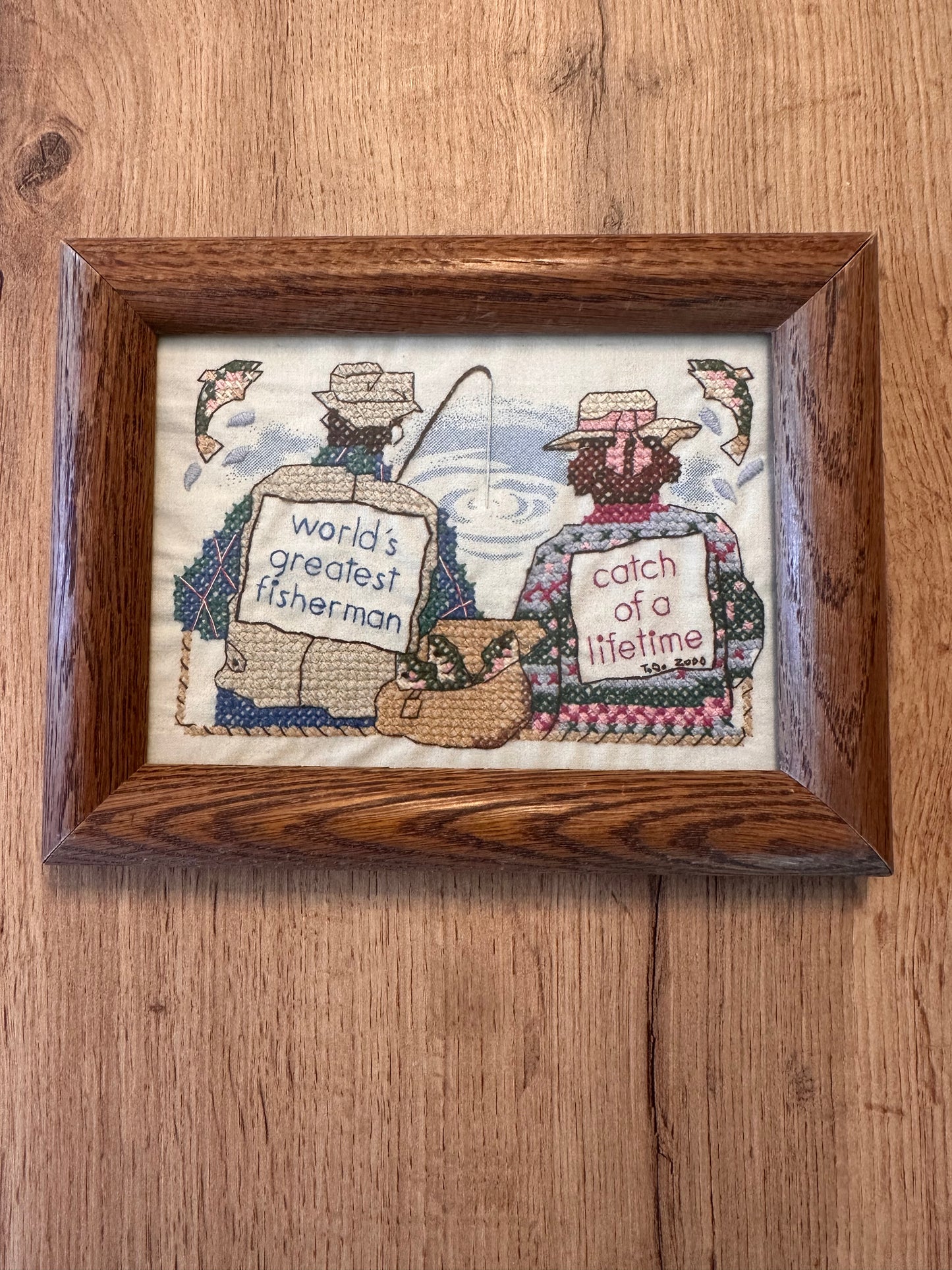 Vintage Cross Stitch Frame - Greatest Fisherman Couple