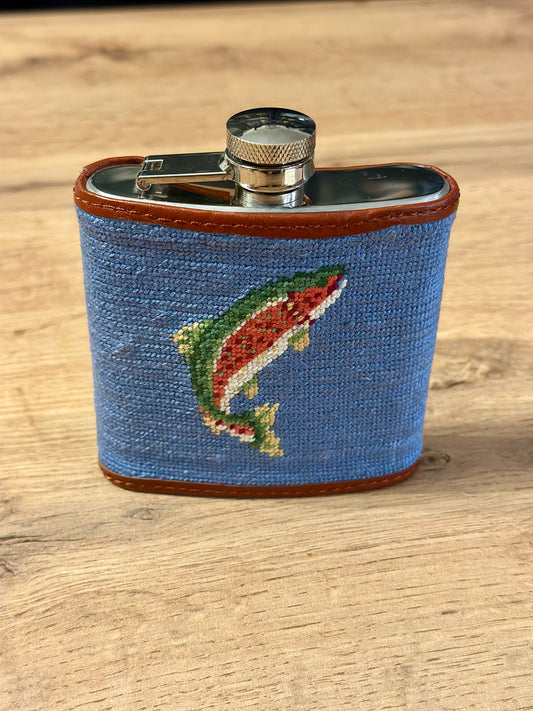 Smathers and Branson 6oz Needlepoint Flask - Trout & Fly