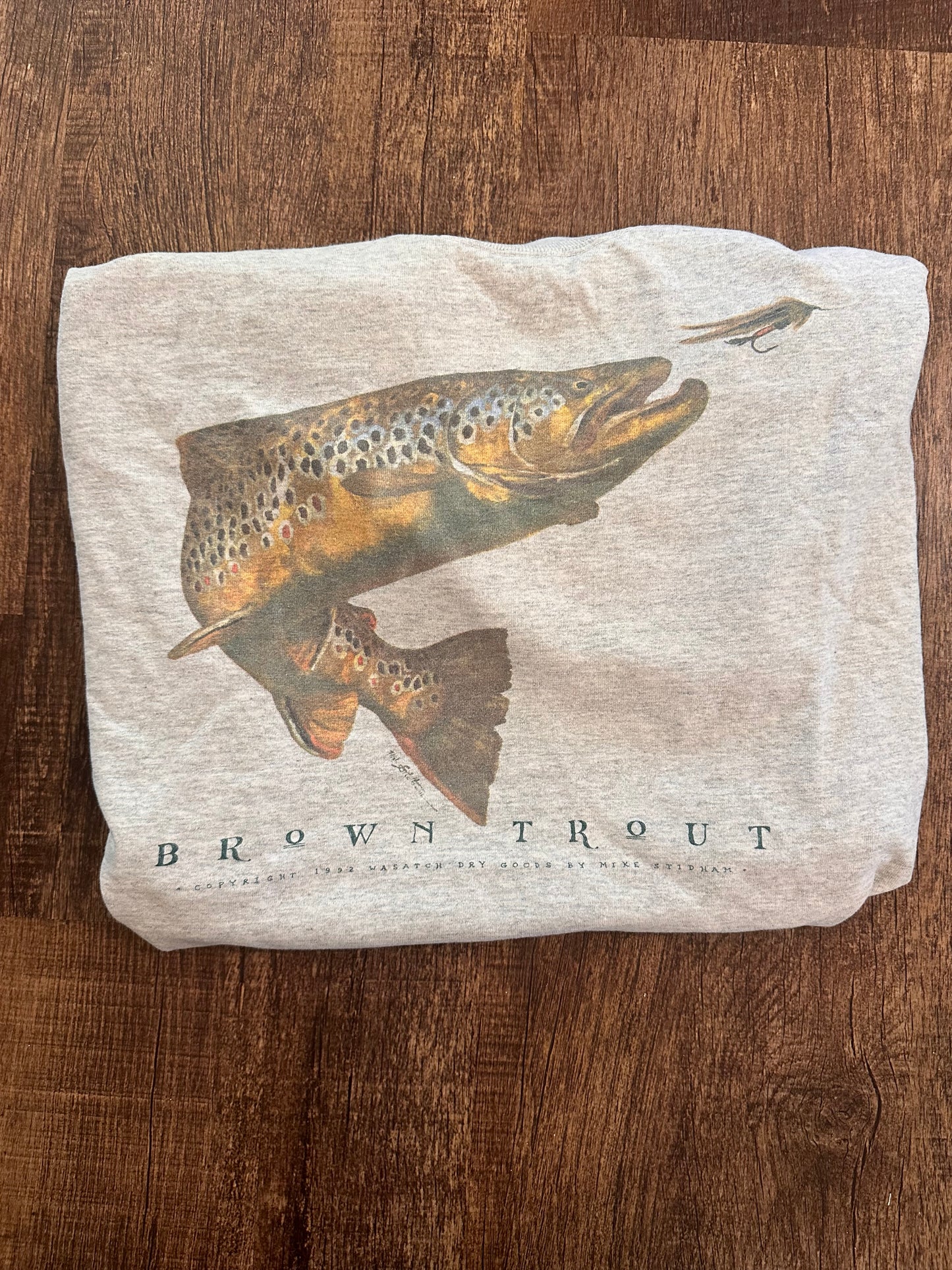 Vintage Wasatch T (XL) Brown Trout - Gray