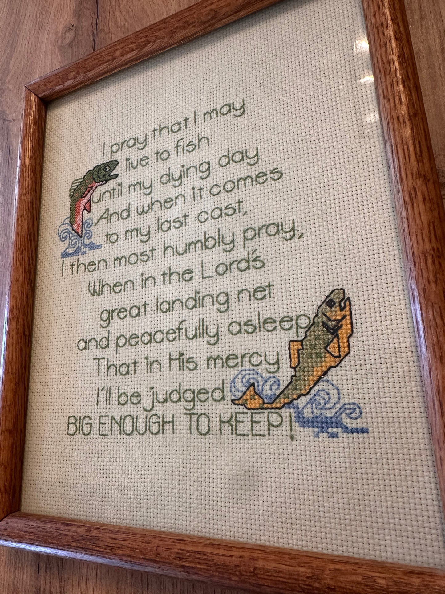 Vintage Fisherman’s Prayer Cross Stitch Frame