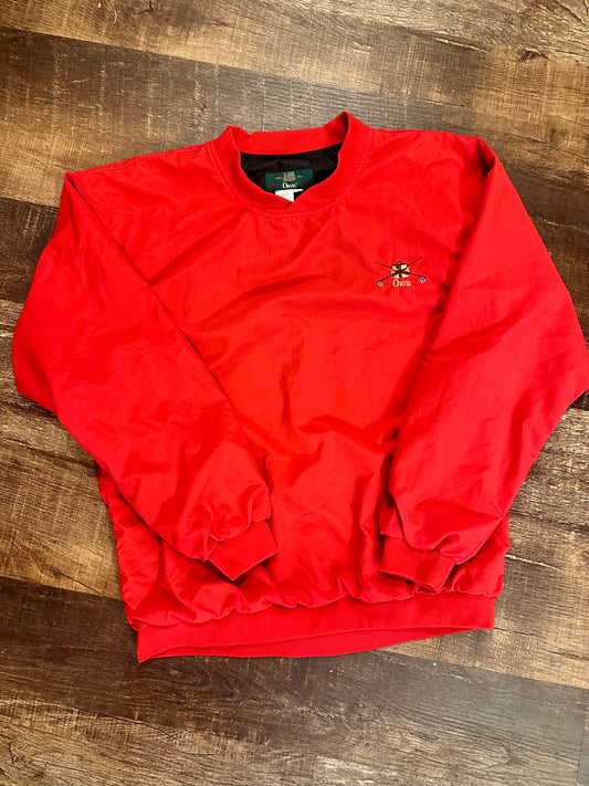 Vintage Orvis Crewneck Windbreaker (M) Embroidered Creel and Fly Rods - Red