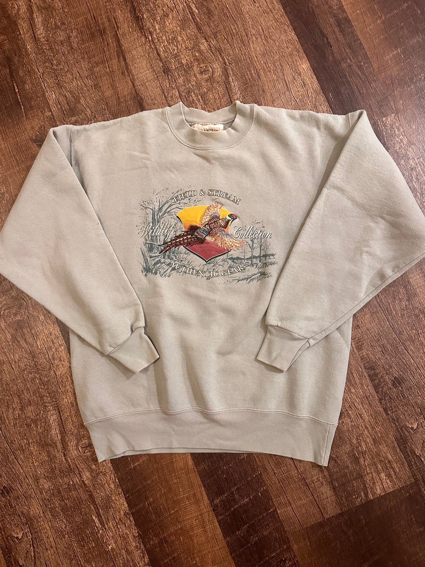 Vintage Field & Stream Crewneck (L) Embroidered Pheasant - Gray