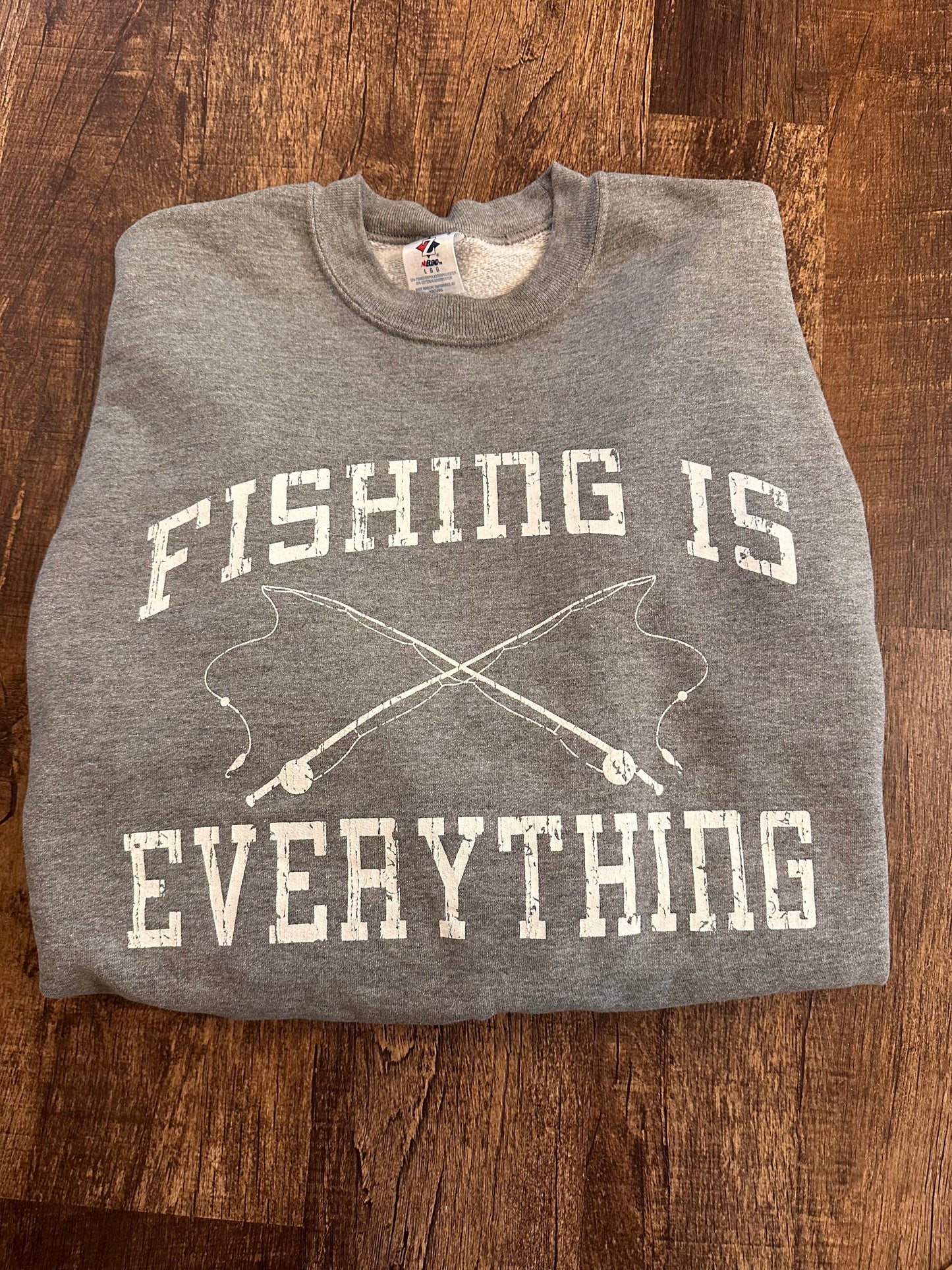 Vintage Fishing is Everything Crewneck (L) Gray
