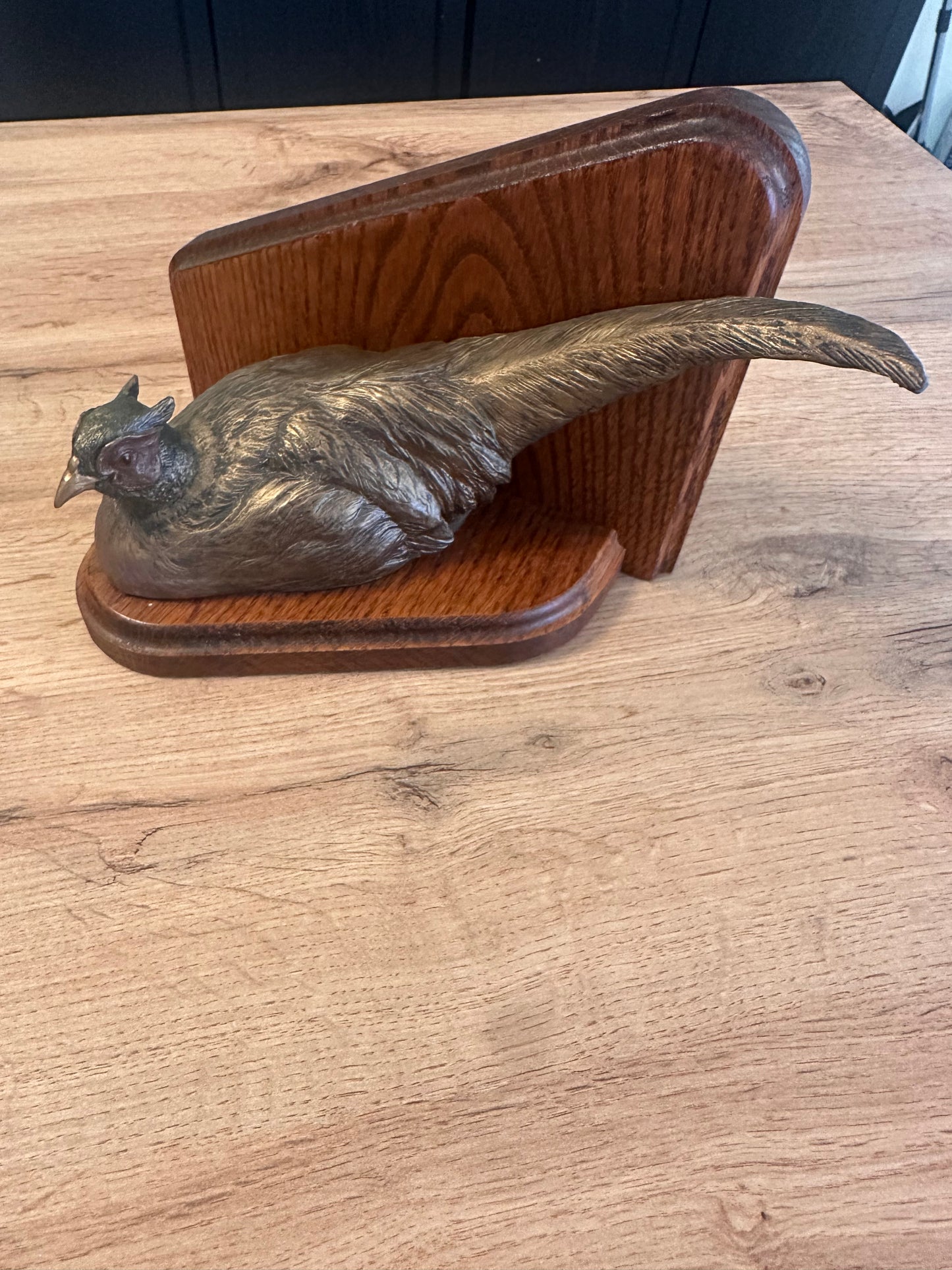 Vintage Rare Ducks Unlimited Bronze Toned Pheasant Bookends