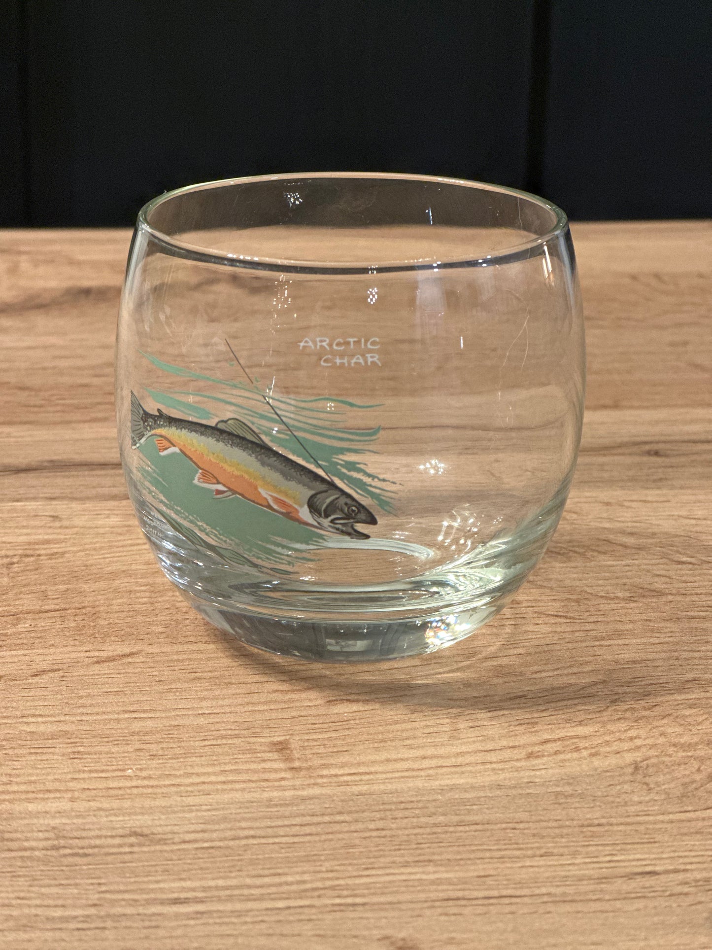 Vintage Ned Smith Trout Series Lowball Whiskey Glasses (Set of 7+1)