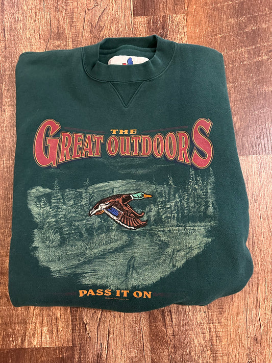 Vintage Midwest Embroidery Crewneck (L) The Great Outdoors Embroidered Duck