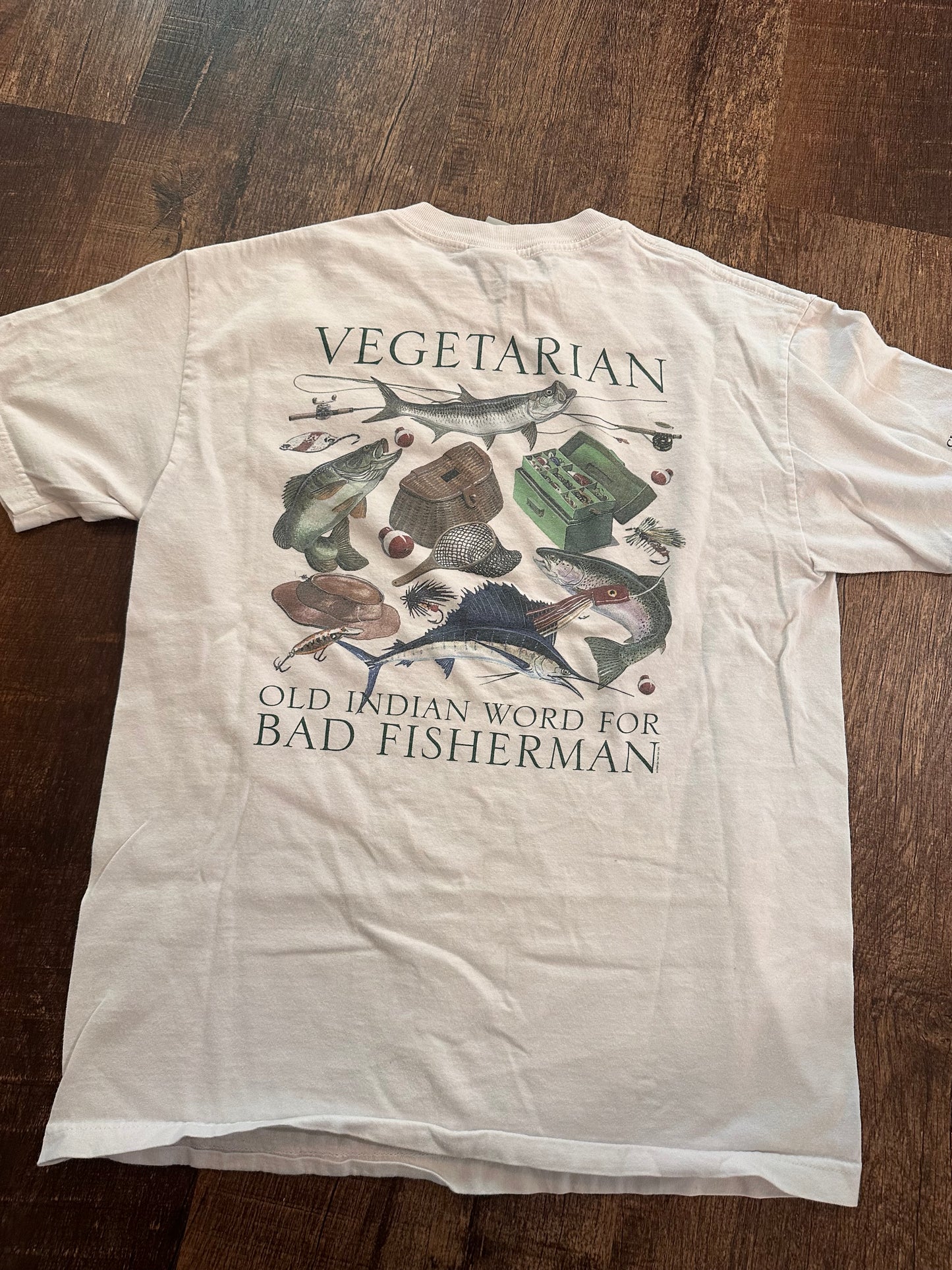 Vintage Go Fish T (M) Vegetarian Bad Fisherman - White