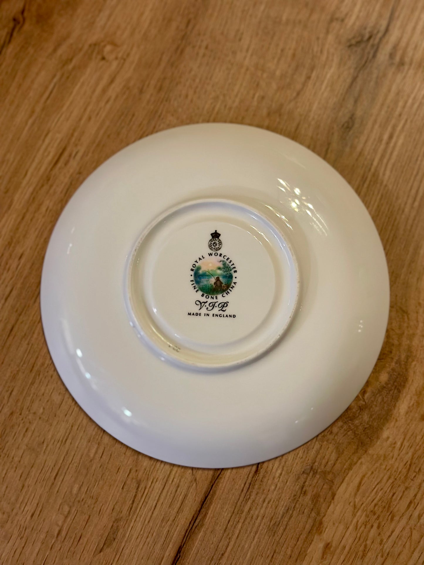 Rare Vintage Royal Worcester Cup and Saucer “To A Very Important Person” Trout and Fly Fishing Scenes