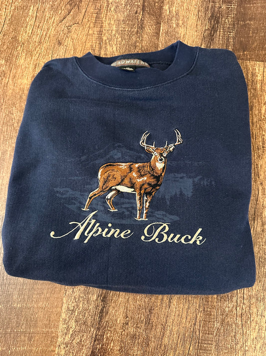 Vintage Headwaters Crewneck (XXL) Embroidered Alpine Buck - Navy