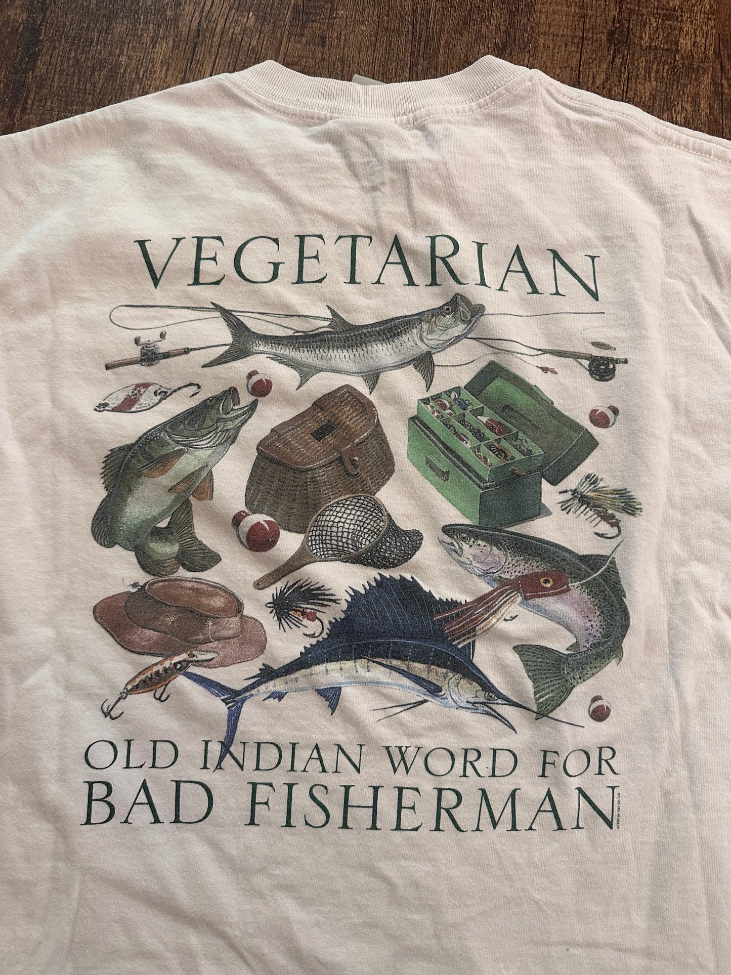 Vintage Go Fish T (M) Vegetarian Bad Fisherman - White