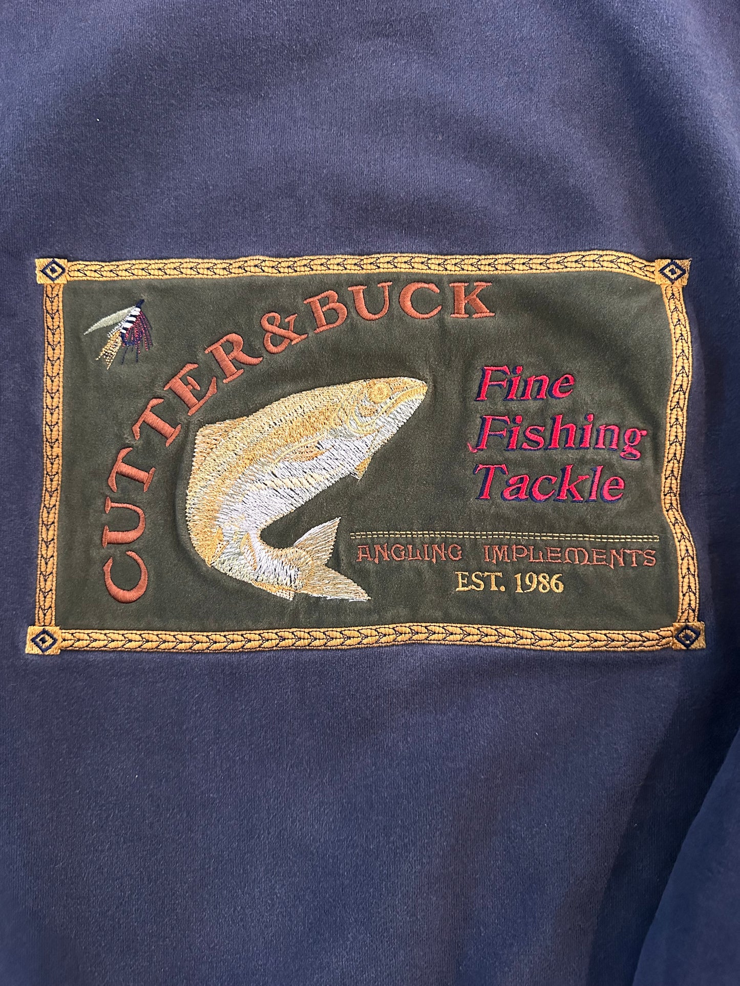 Vintage Cutter & Buck Crewneck (L) Embroidered Fine Fishing Tackle