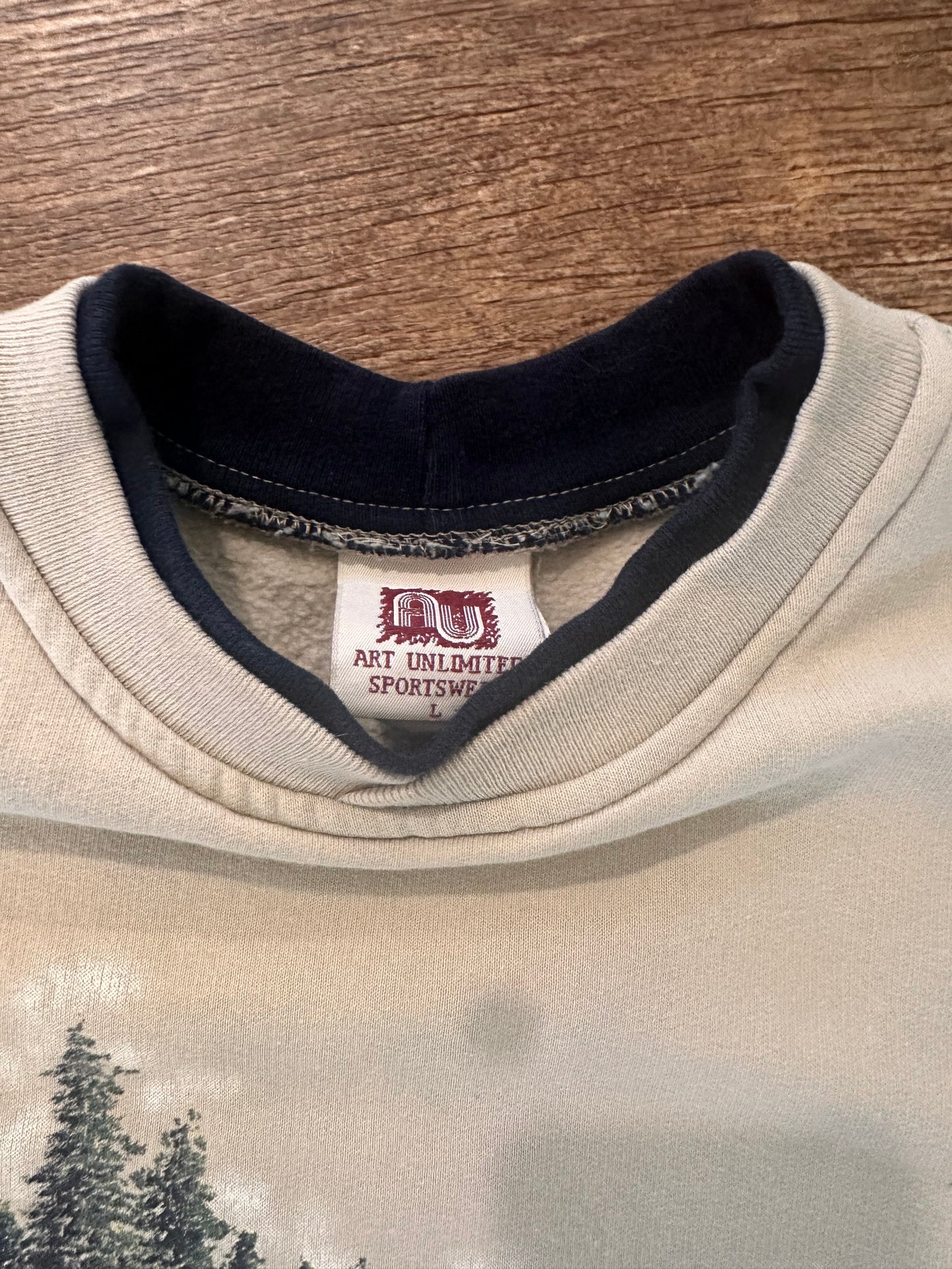 Vintage Art Unlimited Crewneck (L) Trout Fishing Scene