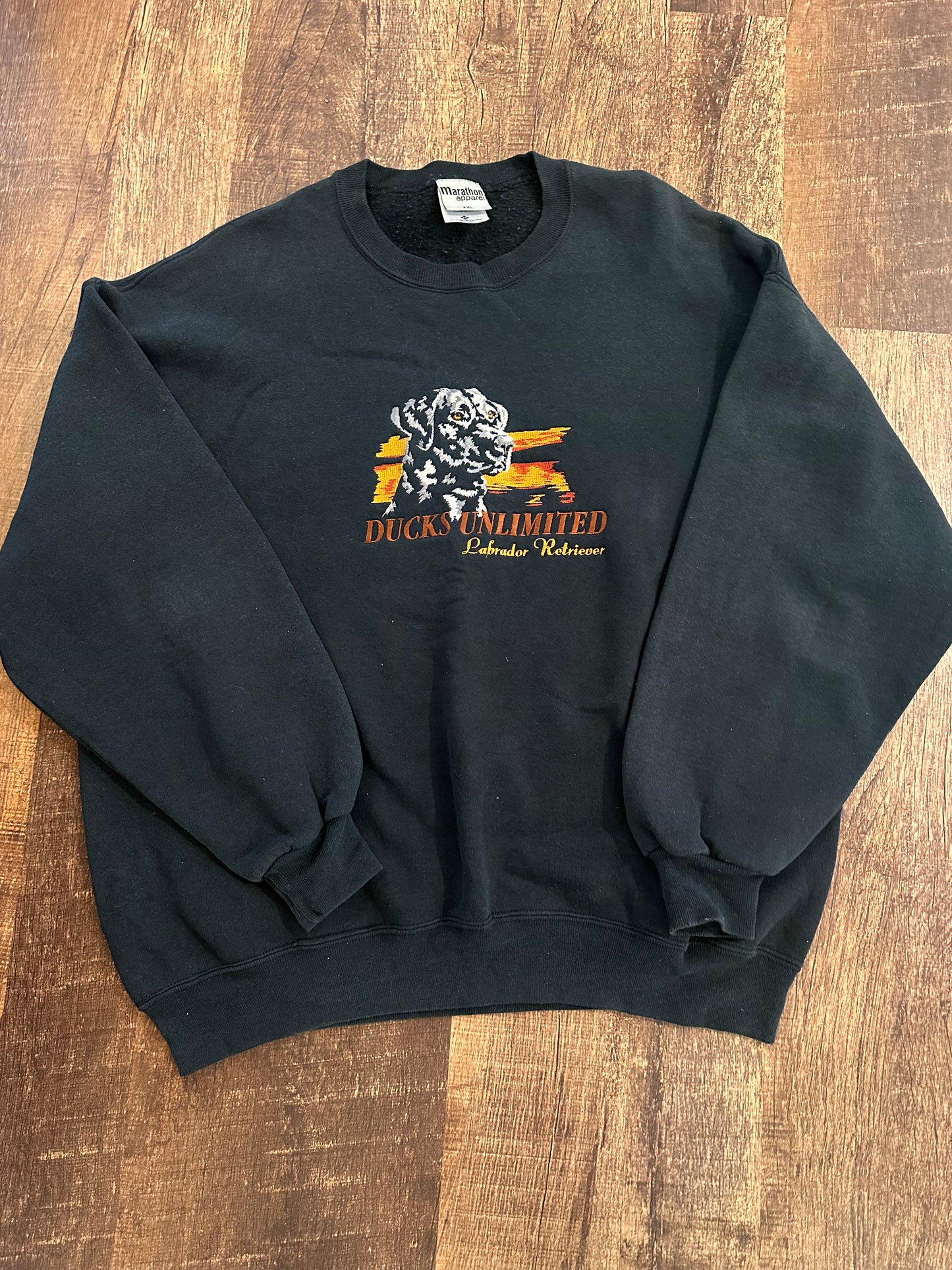 VTG Ducks Unlimited Sweatshirt (XXL) Embroidered Labrador Retriever - Black