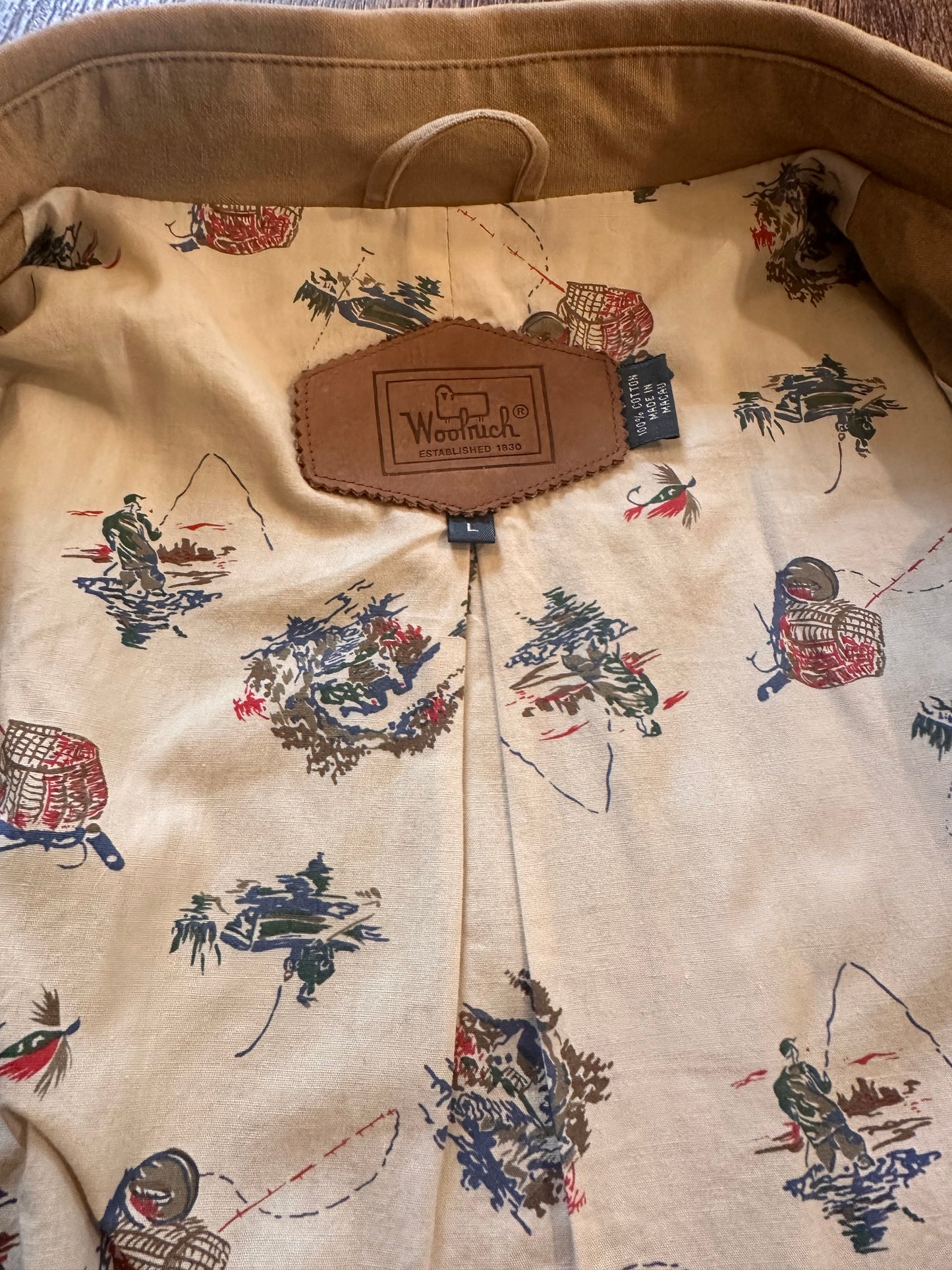 Vintage Woolrich Chore Coat (L) Fly Fishing Lining - Olive