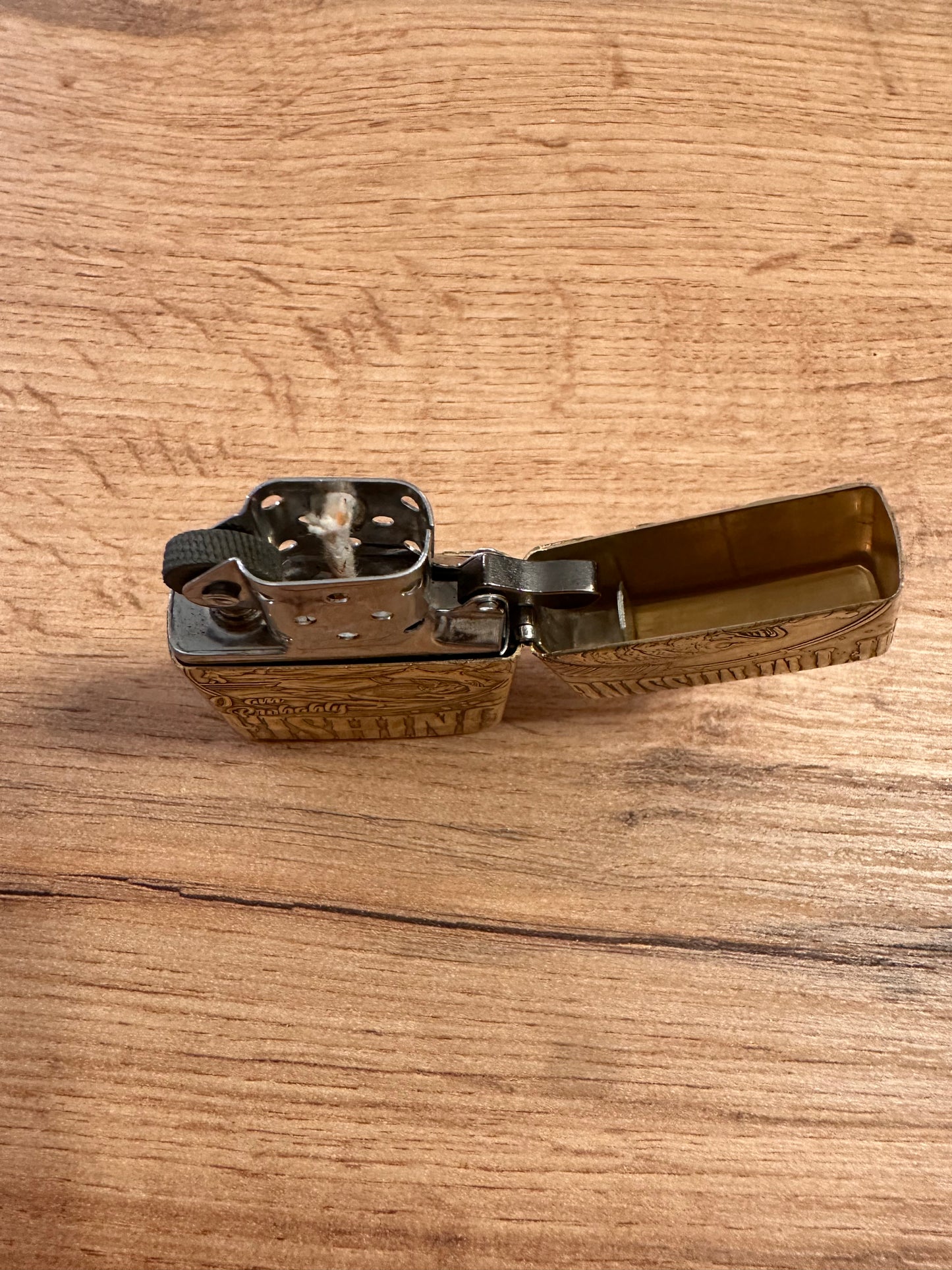 Vintage Zippo Freshwater Fish Lighter - “If I’m Missing I am Probably Fishing” - Gold