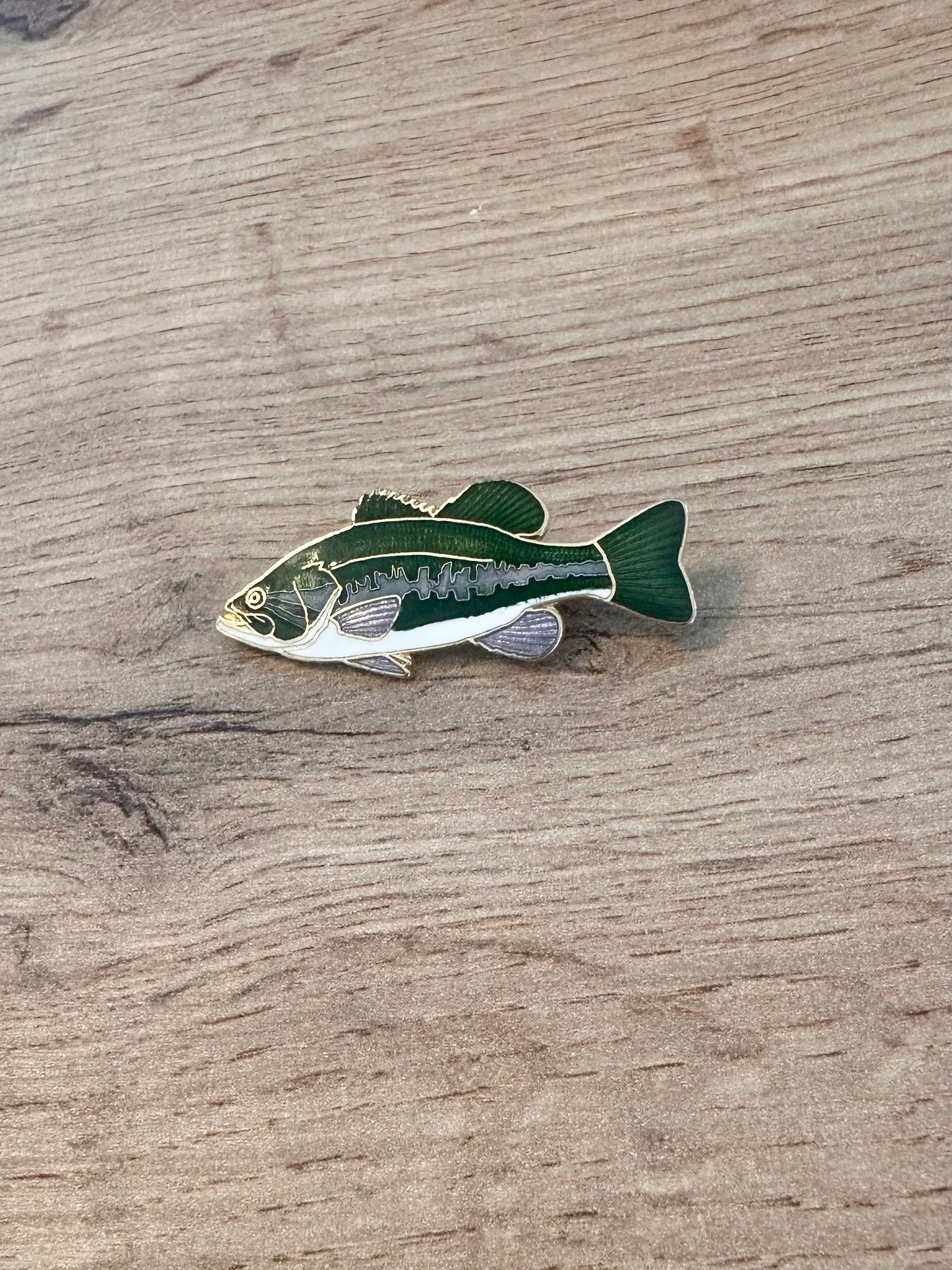 Vintage 1986 WM Spear Design Bass Fish Enameled Lapel Pin Pinback