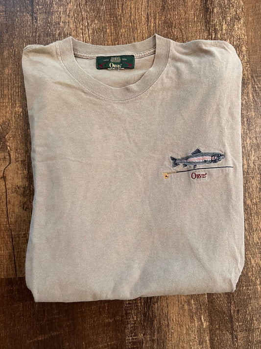 Vintage Orvis T (2XL) Embroidered Trout & Rod Logo