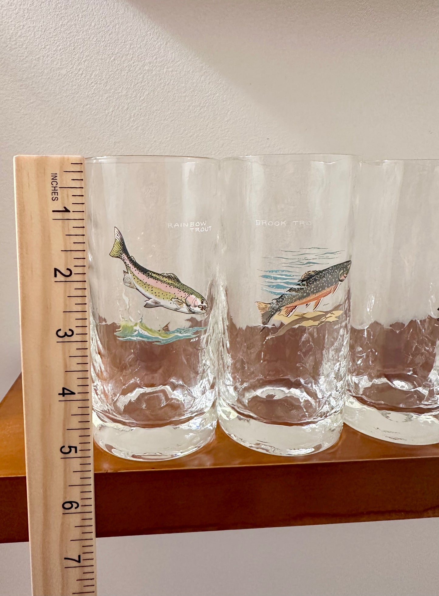 RARE 🥃 Vintage Ned Smith “Game Fish” Collins Glasses - Mid-Century Barware (Set of 5)