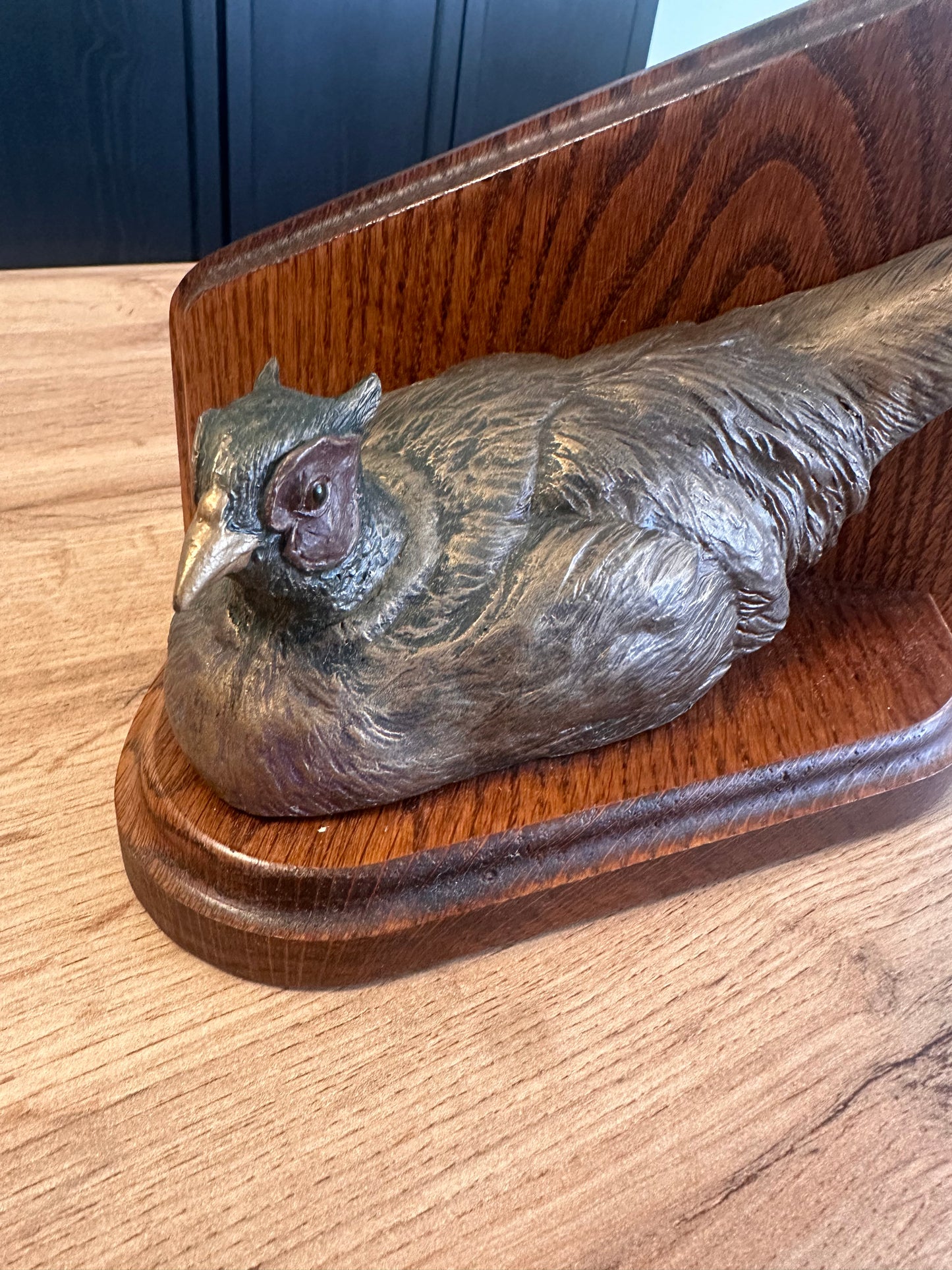 Vintage Rare Ducks Unlimited Bronze Toned Pheasant Bookends