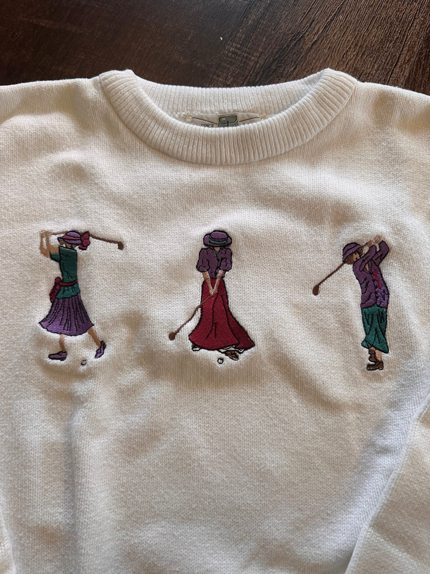 Vintage Orvis Sweater (S) Lady Golfers - White