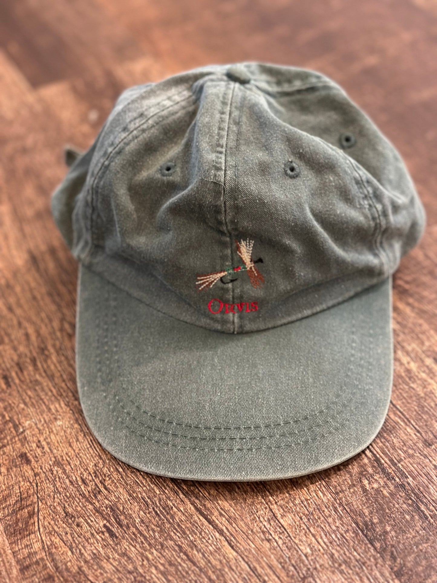 Vintage Orvis Strapback - Embroidered Fly Logo - Green