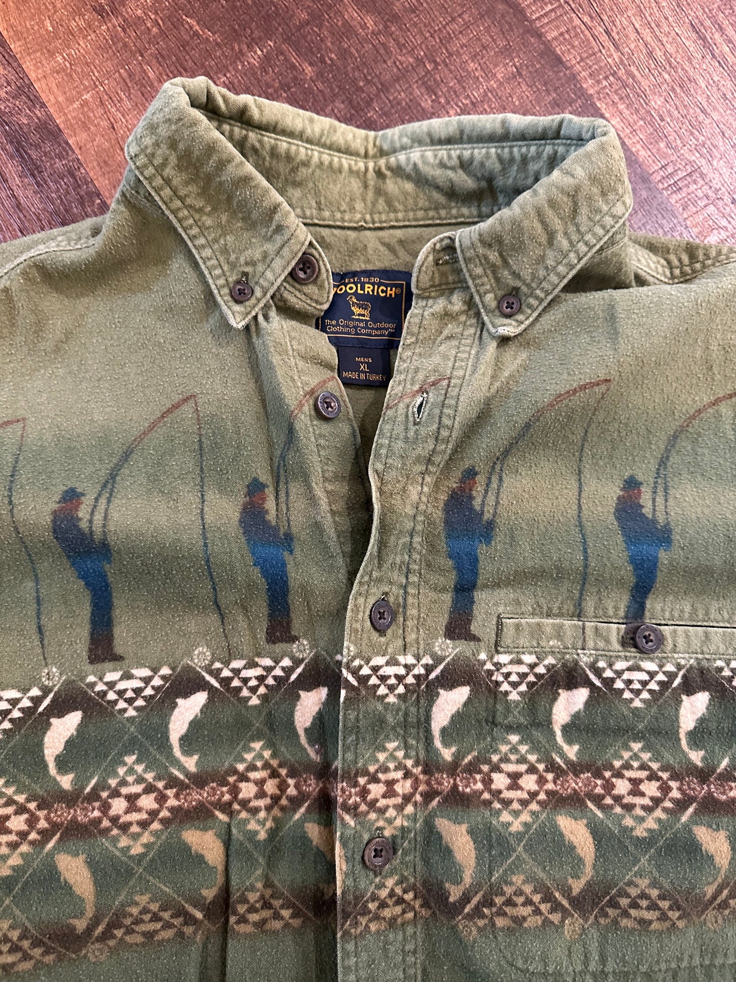 Vintage Woolrich Flannel (XL) Fly Fishermen