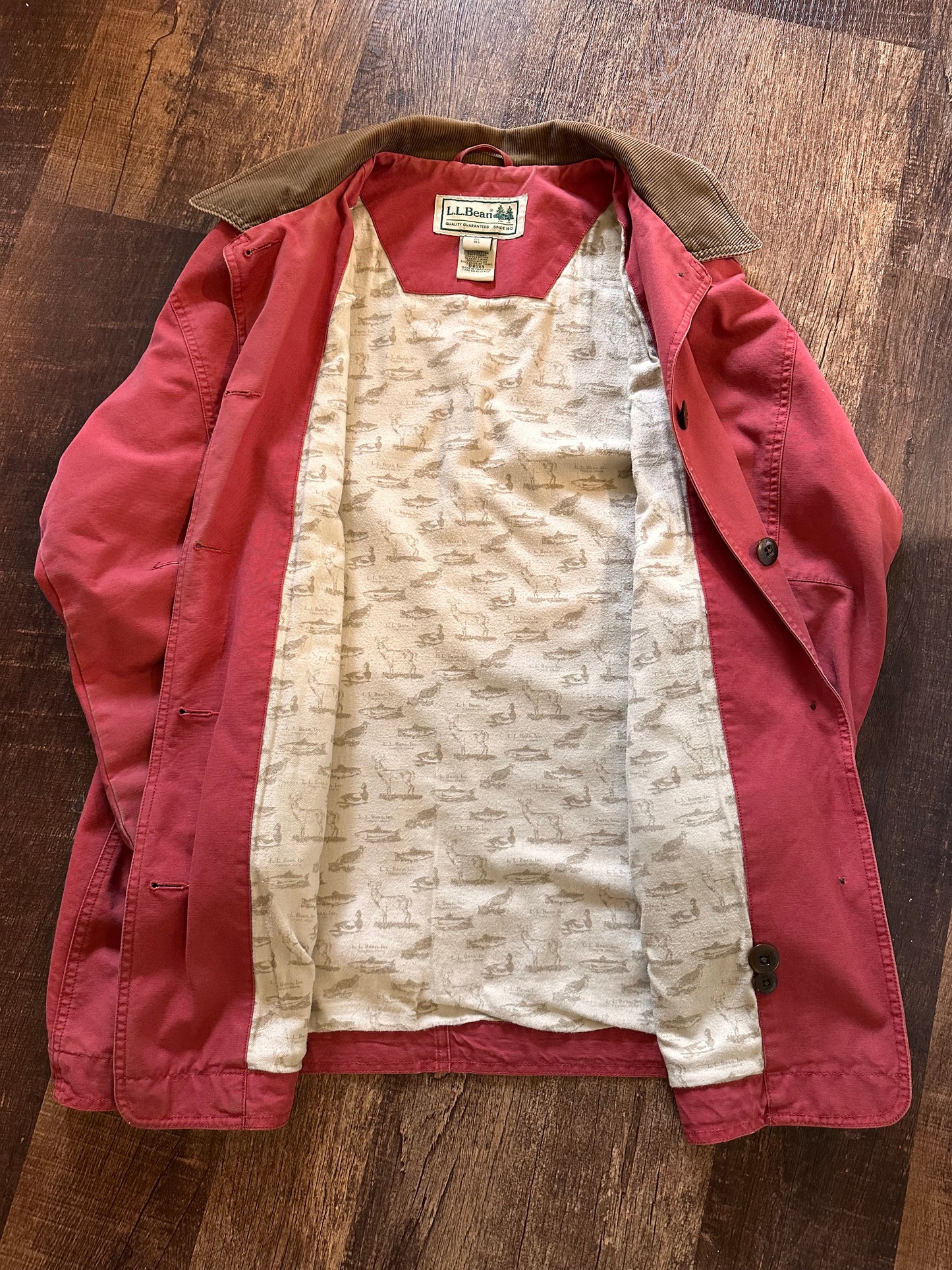 Vintage L.L. Bean Chore Coat (XL W) Fish Hunt Camp Lining - Red
