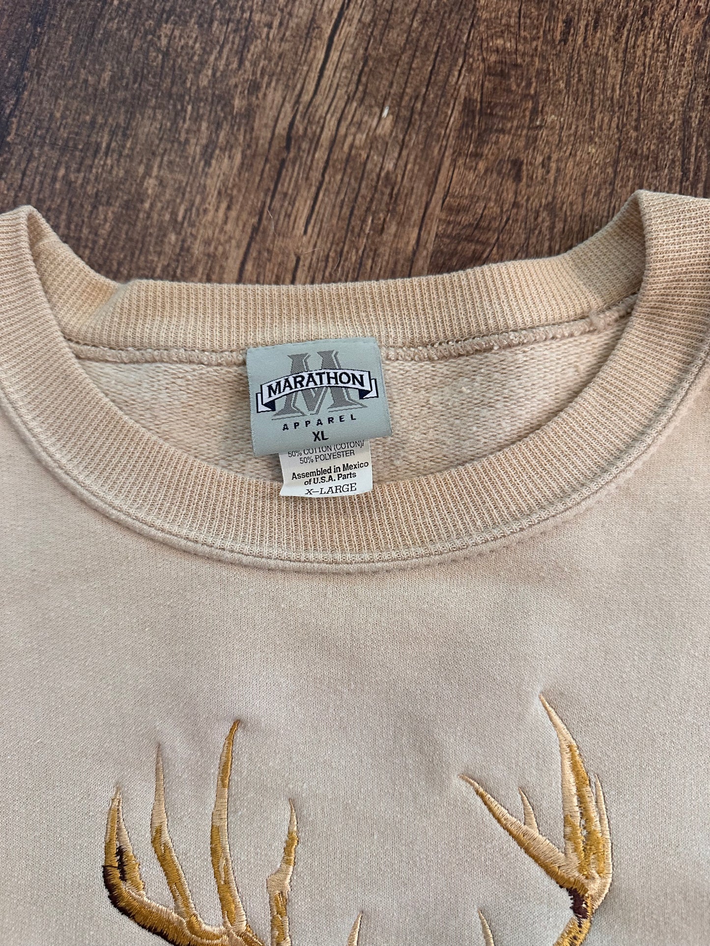 VTG Ducks Unlimited Sweatshirt (XL) Embroidered Buck - Cream