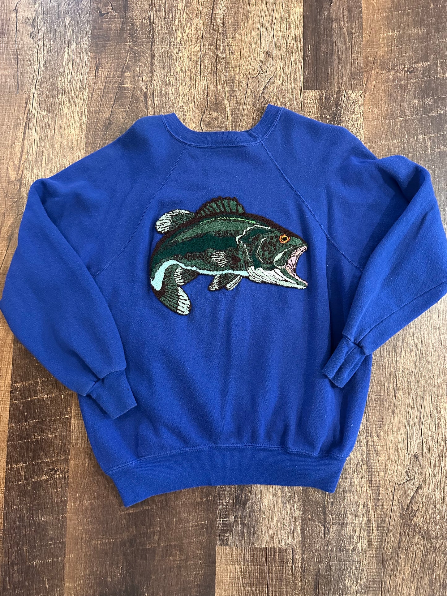Vintage Bassett Walker Crewneck (L) Bass on Back - Blue